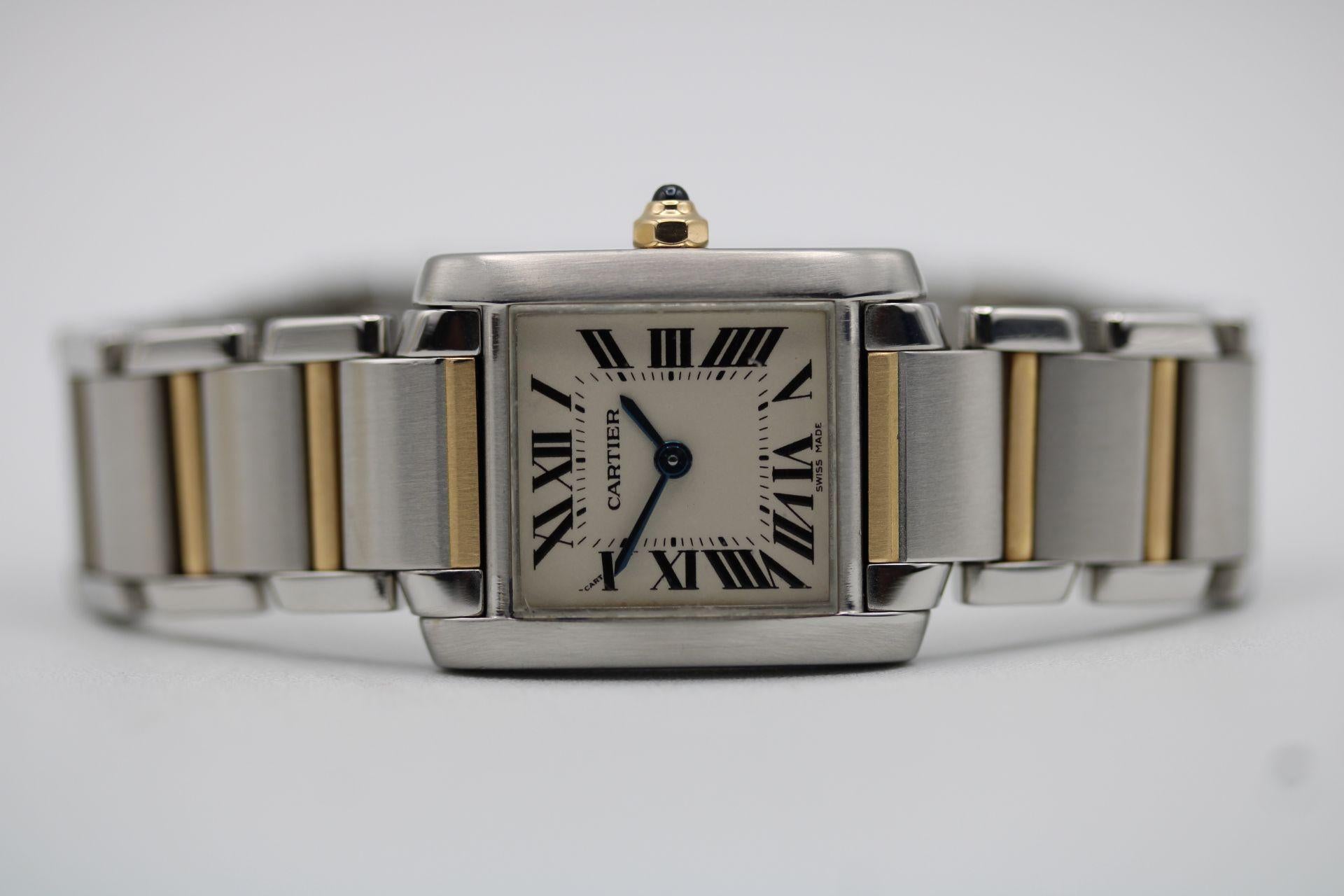 Cartier Tank Francaise 2384 Steel and Gold Watch and Box Only  4
