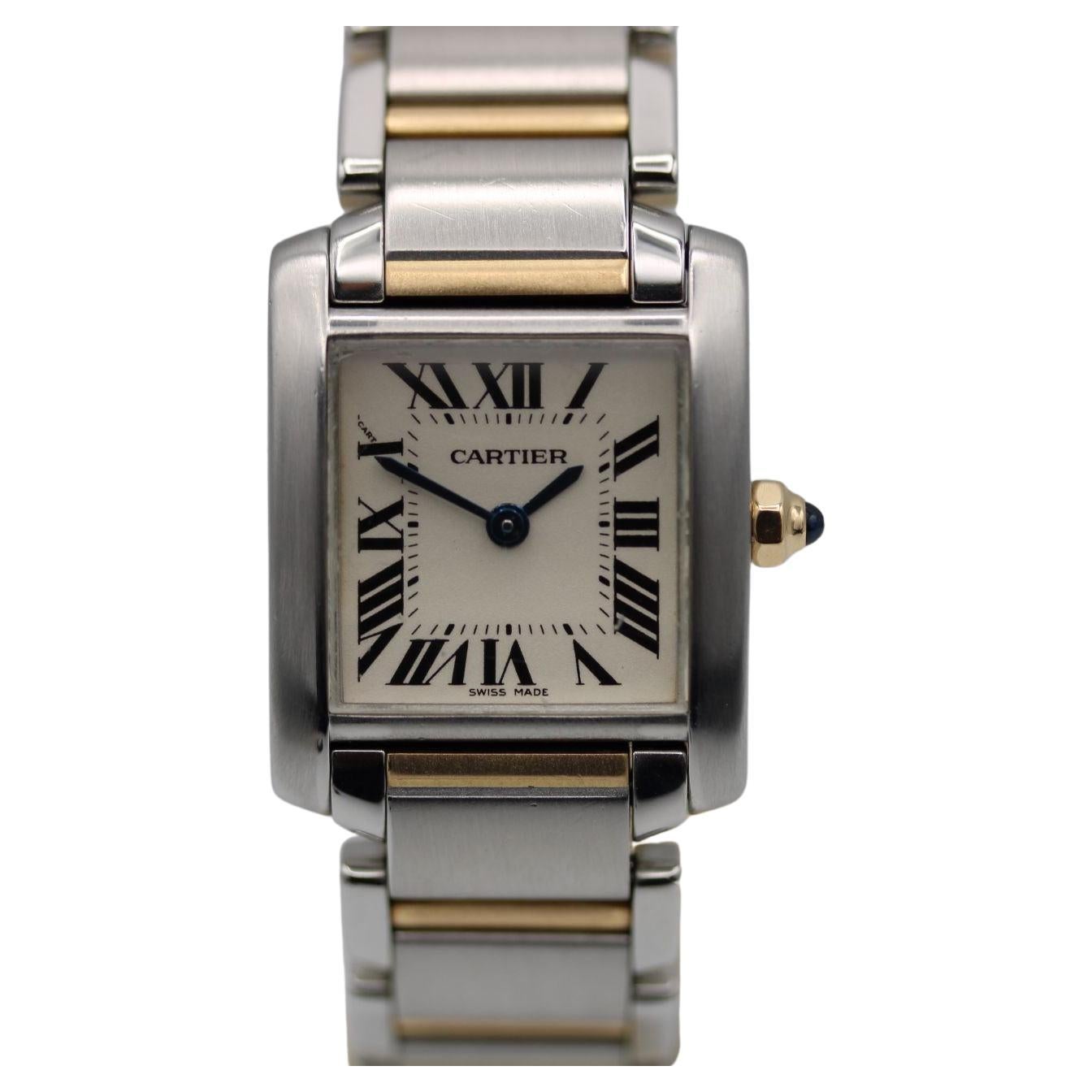Cartier Tank Francaise 2384 Steel and Gold Watch and Box Only 