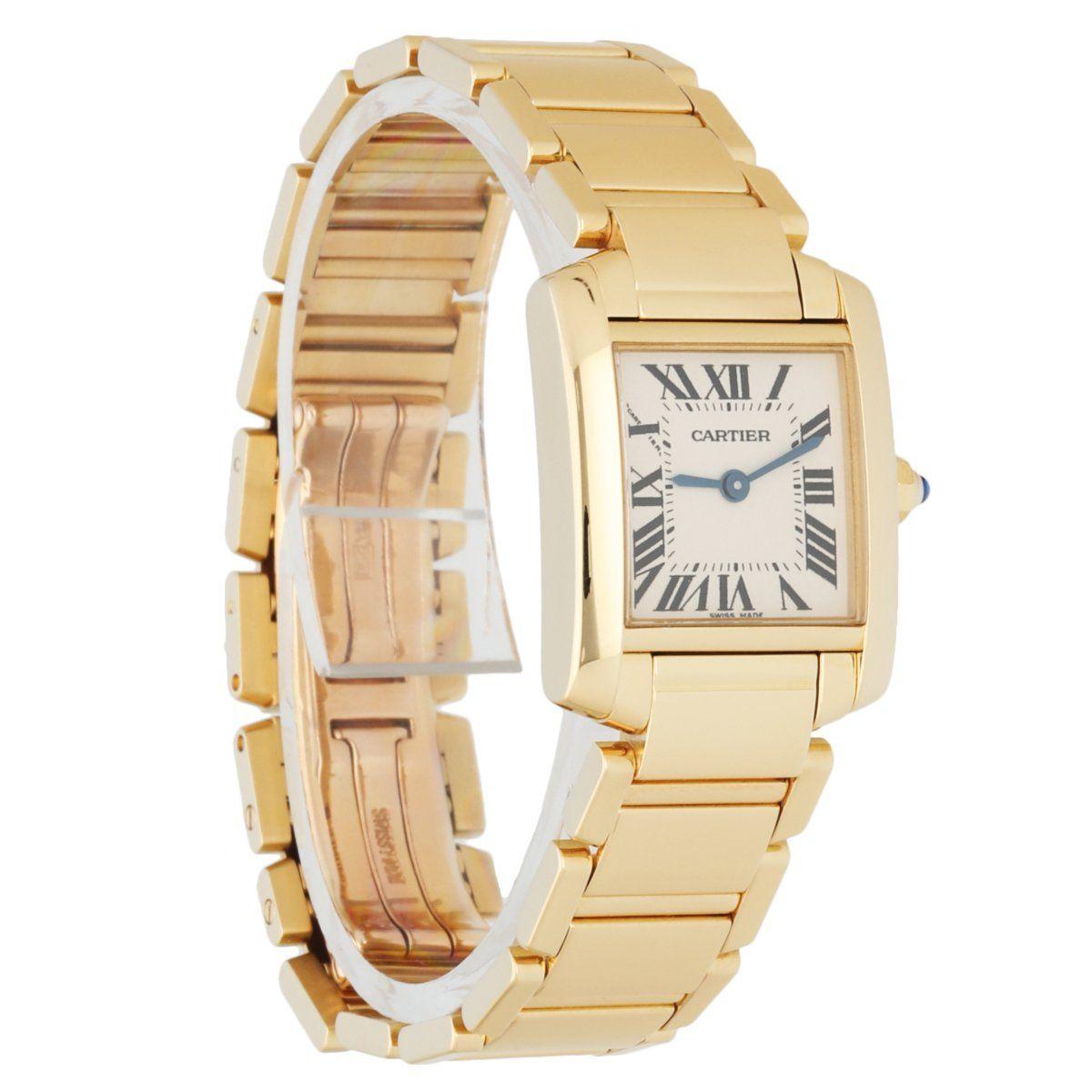 Cartier Tank Francaise 2385 18k Yellow Gold Ladies Watch In Excellent Condition In Great Neck, NY