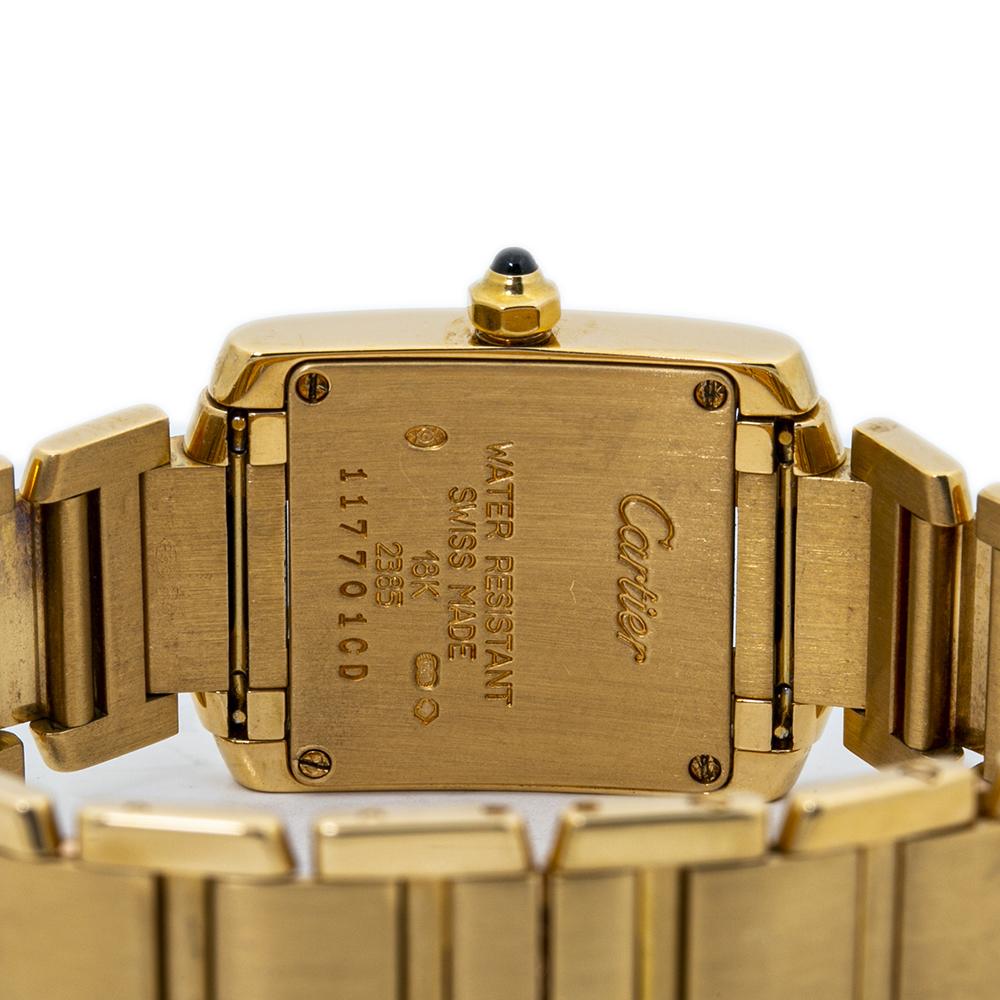 Contemporary Cartier Tank Francaise 2385 W50002N2 18K Yellow Gold Ladies Quartz Watch For Sale