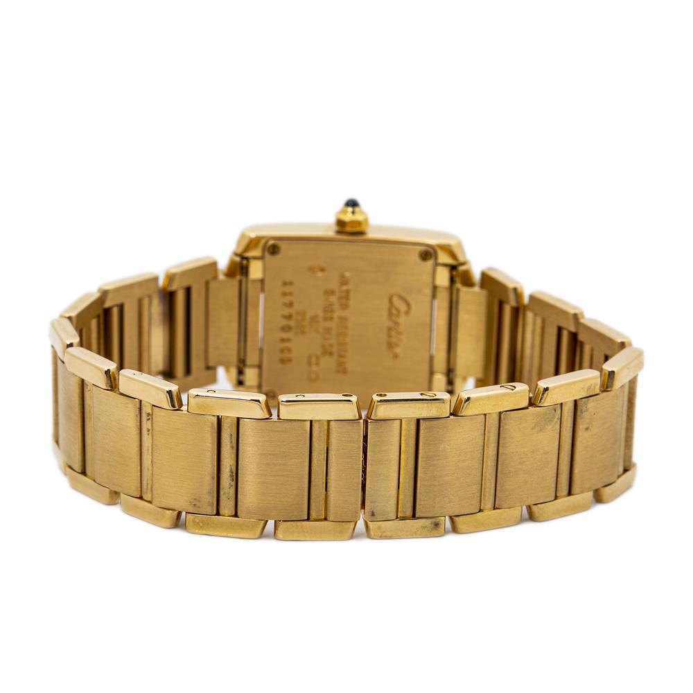 Cartier Tank Francaise 2385 W50002N2 18K Yellow Gold Ladies Quartz Watch In Excellent Condition For Sale In Miami, FL