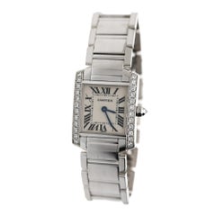Cartier Tank Française 2403 18K Weißgold Diamant Lünette Quarz 21mm Uhr