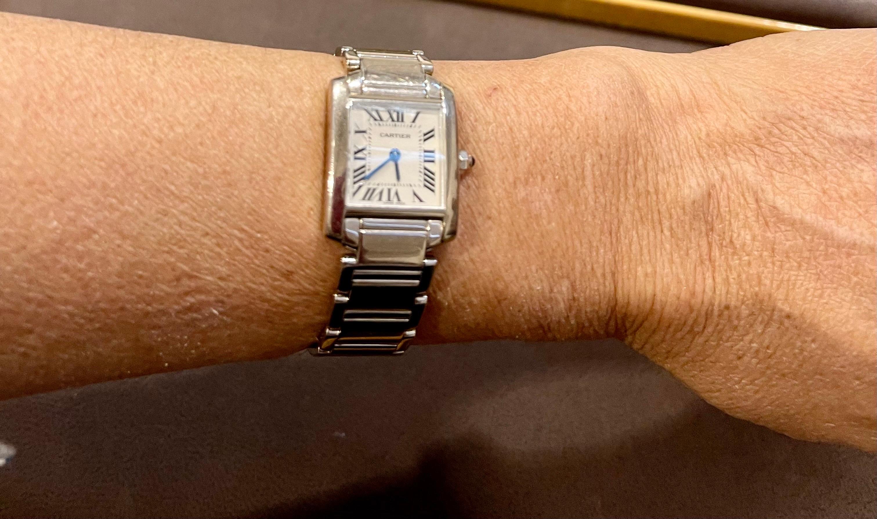 Cartier Tank Francaise 2403 18K White Gold Ladies Watch Pre Loved For Sale 9