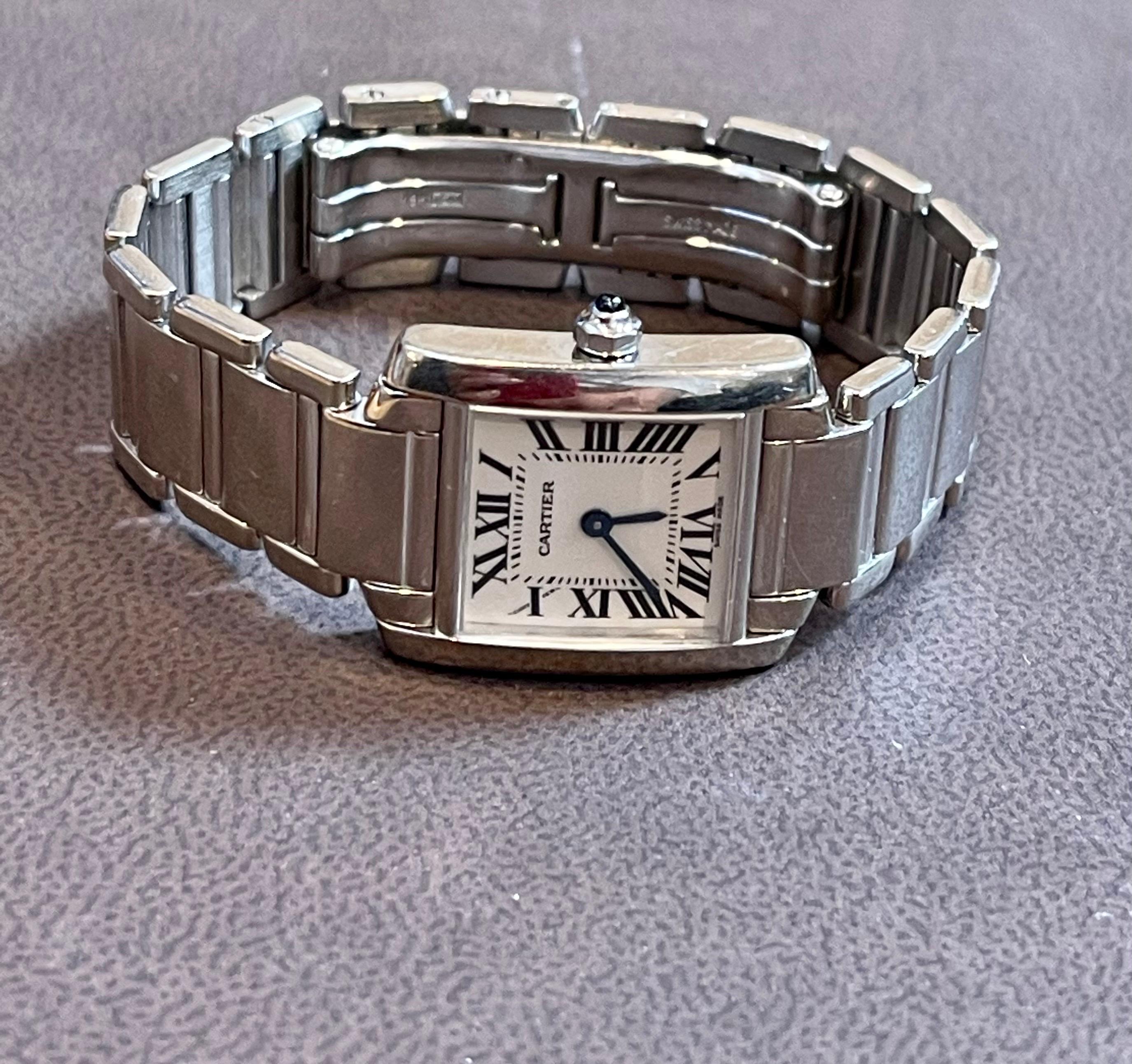 Women's Cartier Tank Francaise 2403 18K White Gold Ladies Watch Pre Loved For Sale
