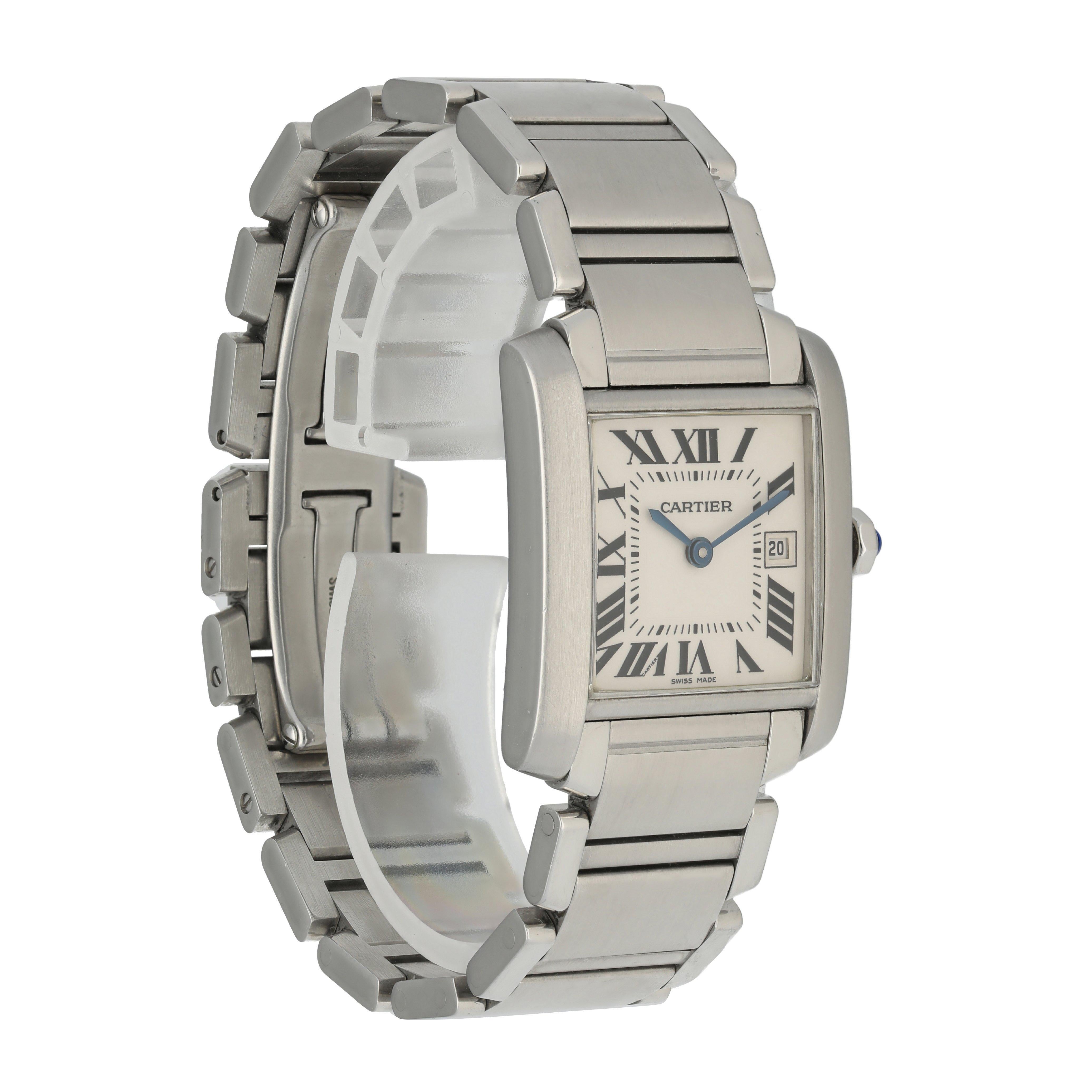 Women's Cartier Tank Francaise 2465 Ladies Midsize Watch Box Papers For Sale