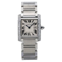 Cartier Tank Francaise 2465 VS Diamond Bezel Ladies Quartz Watch 