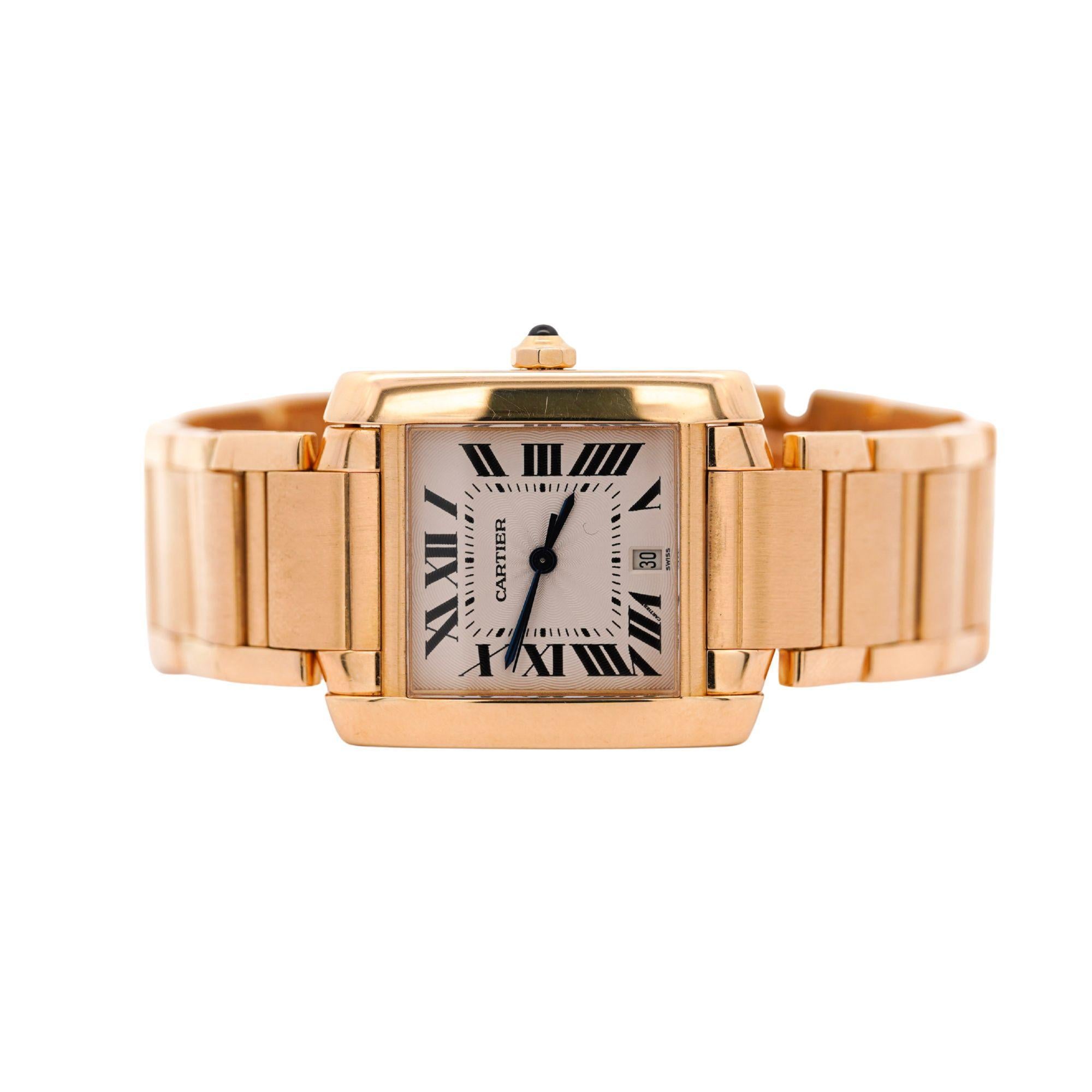 Reloj Cartier Tank Francaise 28mm Oro 18K Automático con Fecha en Bueno estado para la venta en Miami, FL