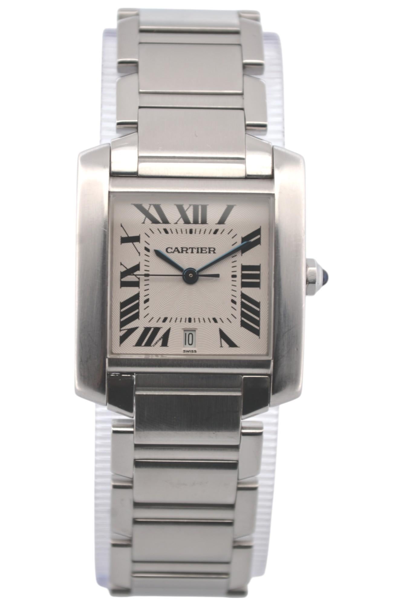 Cartier Tank Francaise 28x32mm Stainless Steel White Roman Dial Ref: 2302 10