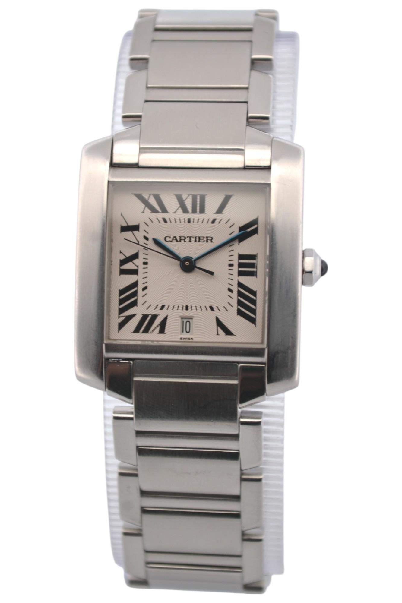 Cartier Tank Francaise 28x32mm Stainless Steel White Roman Dial Ref: 2302 11