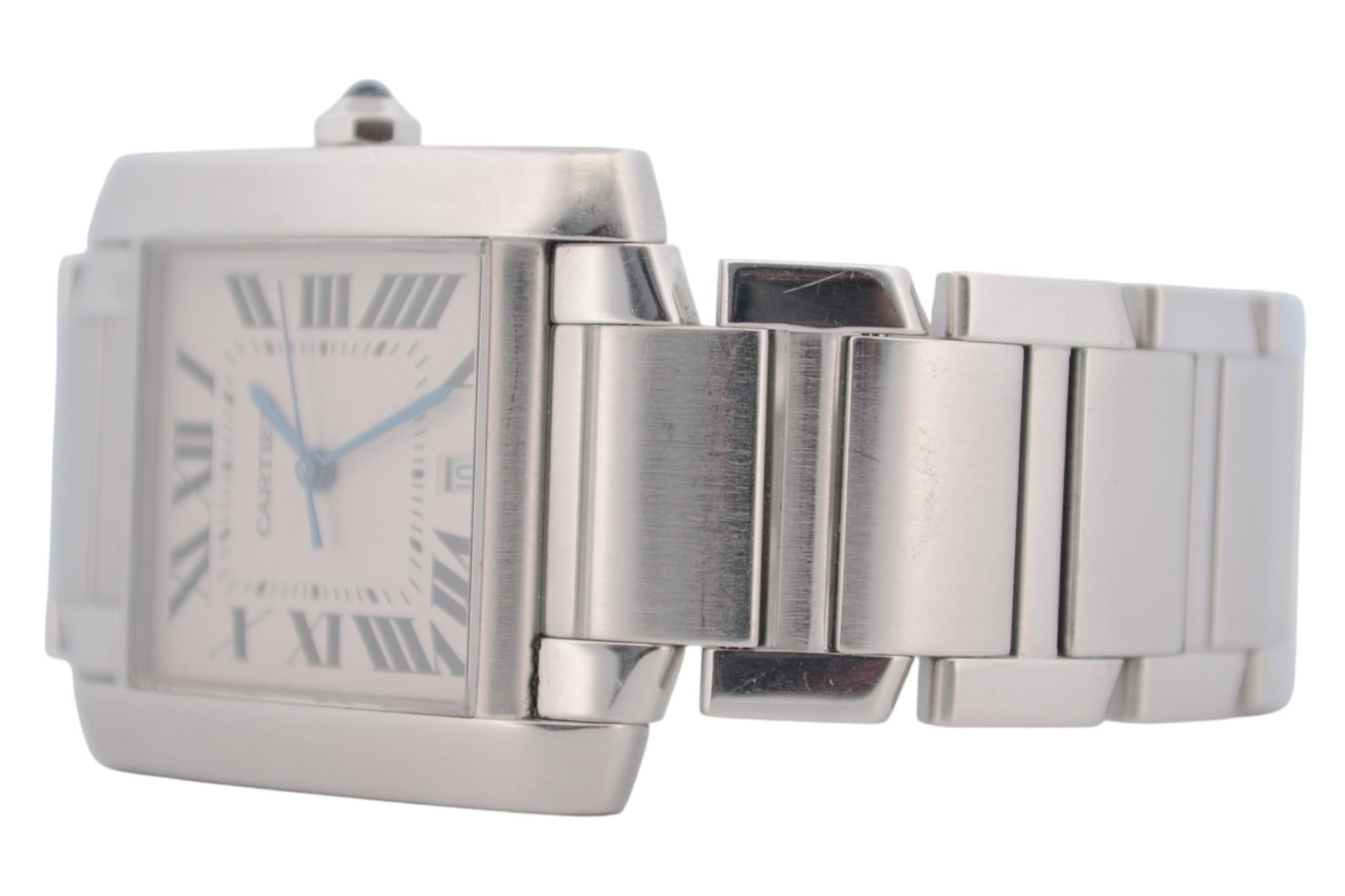 Cartier Tank Francaise 28x32mm Stainless Steel White Roman Dial Ref: 2302 1