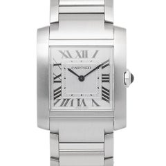 Cartier Tank Francaise 4476 WSTA0074 SS Silver Dial Quartz Unisex Watch 27mm