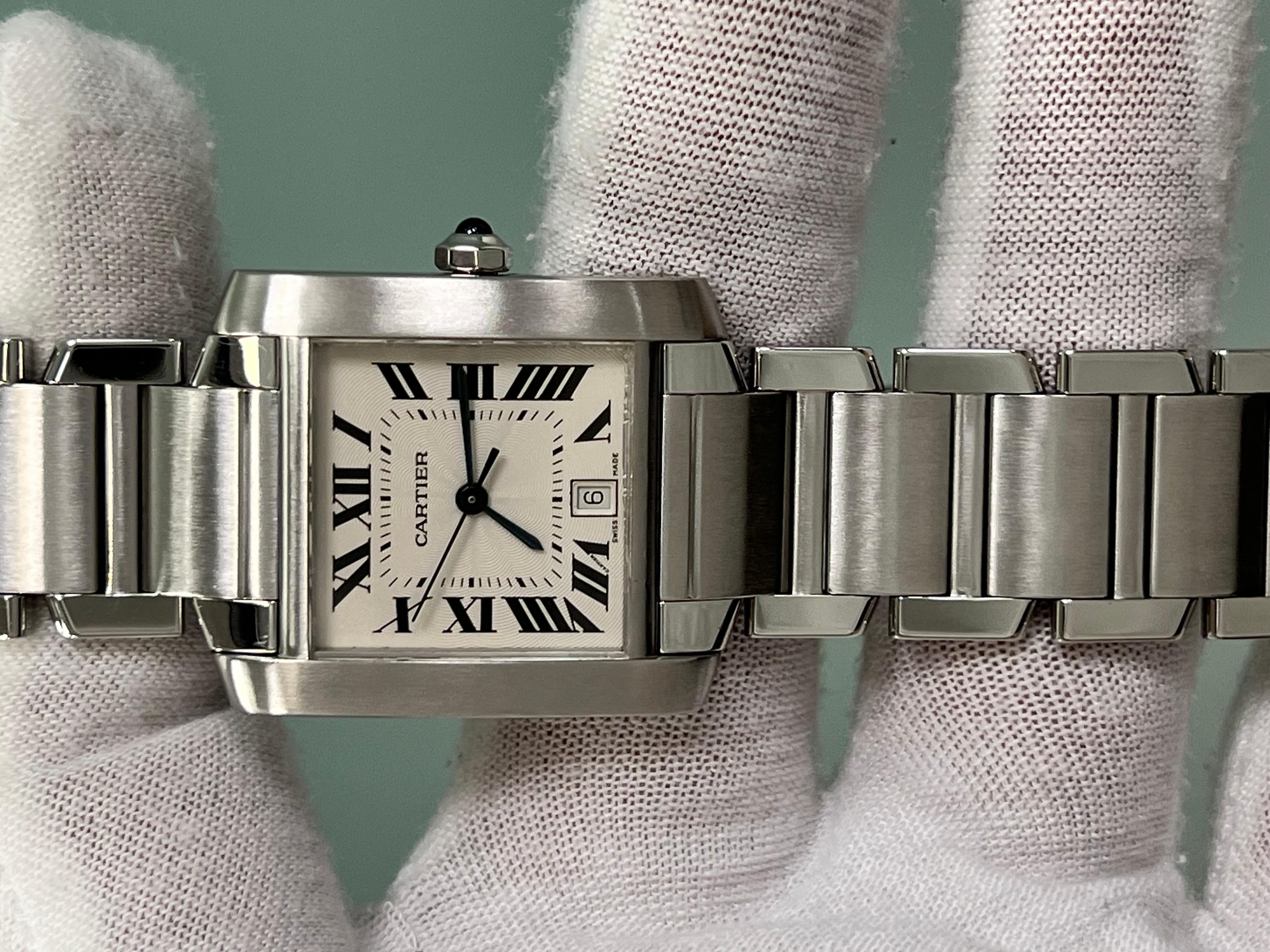 Cartier Tank Française Automatic 2302 W51002Q3 Stainless Steel Box Papers 10