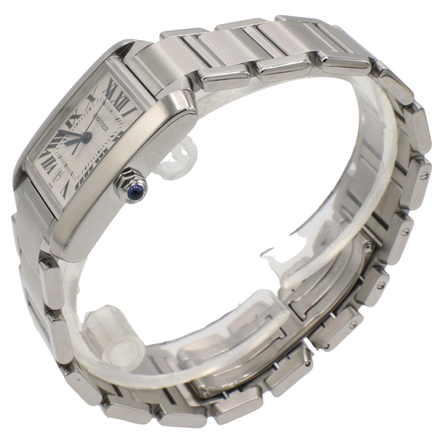 Moderne Cartier Tank Francaise  Montre automatique en acier inoxydable Référence 2302 en vente