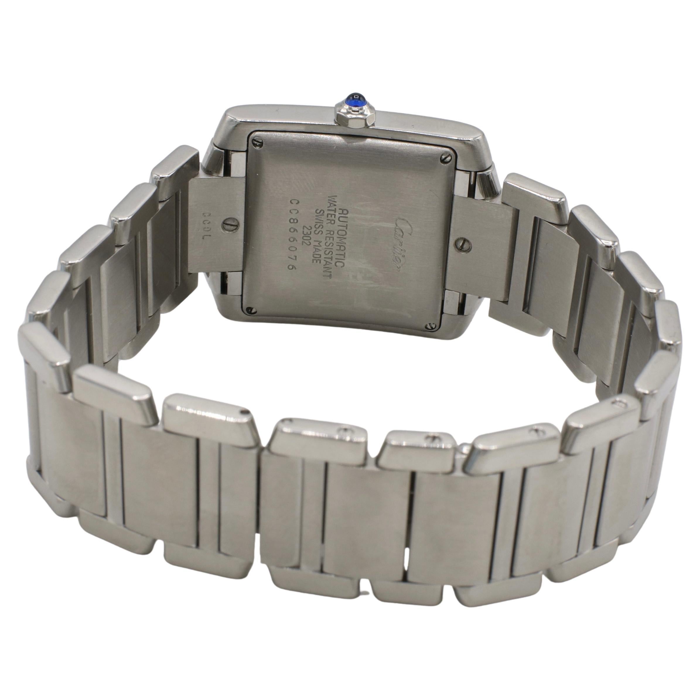 Cartier Tank Francaise  Montre automatique en acier inoxydable Référence 2302 Excellent état - En vente à  Baltimore, MD