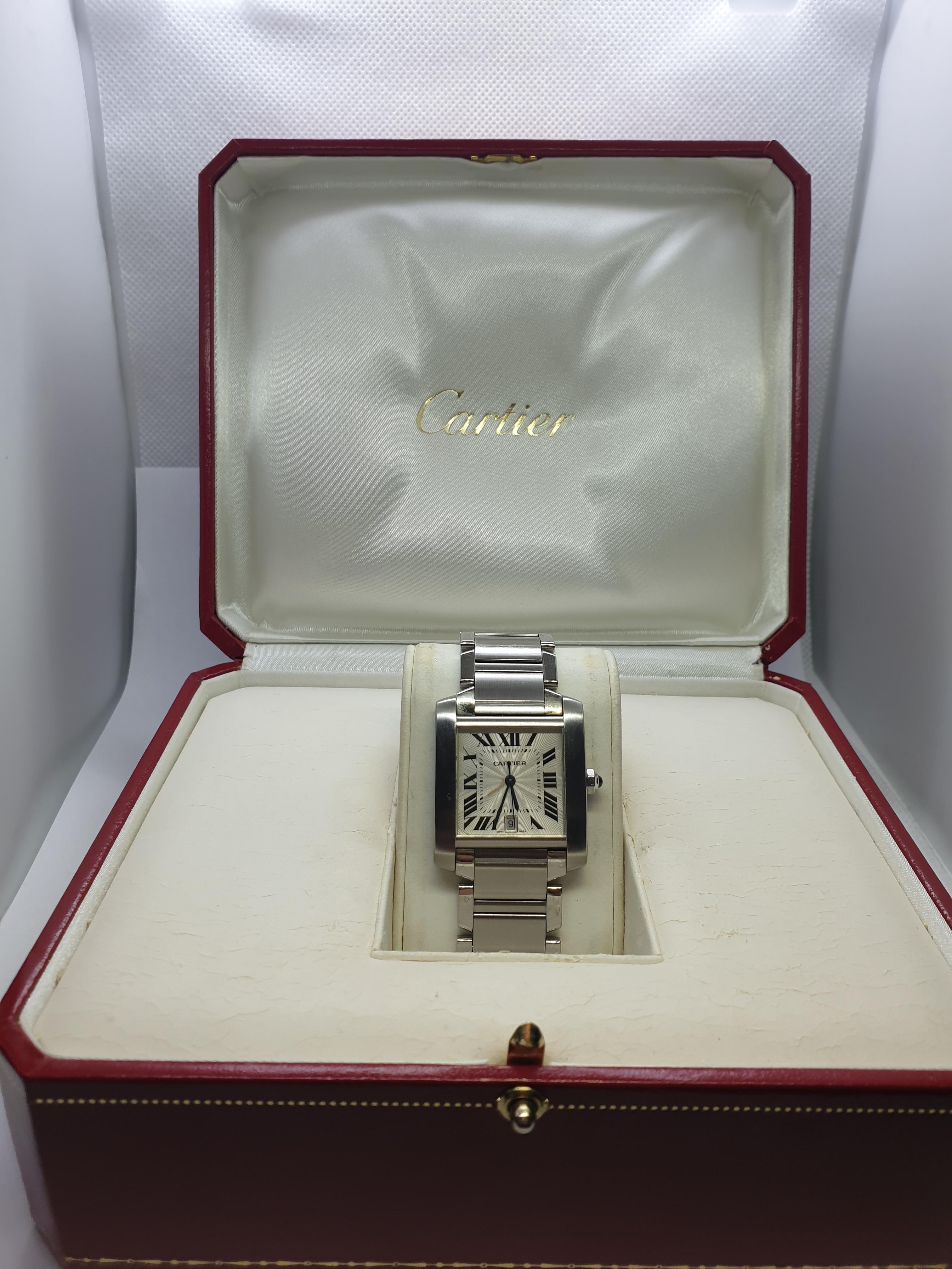 Cartier Tank Francaise Automatic Steel Wristwatch In Excellent Condition For Sale In firenze, IT