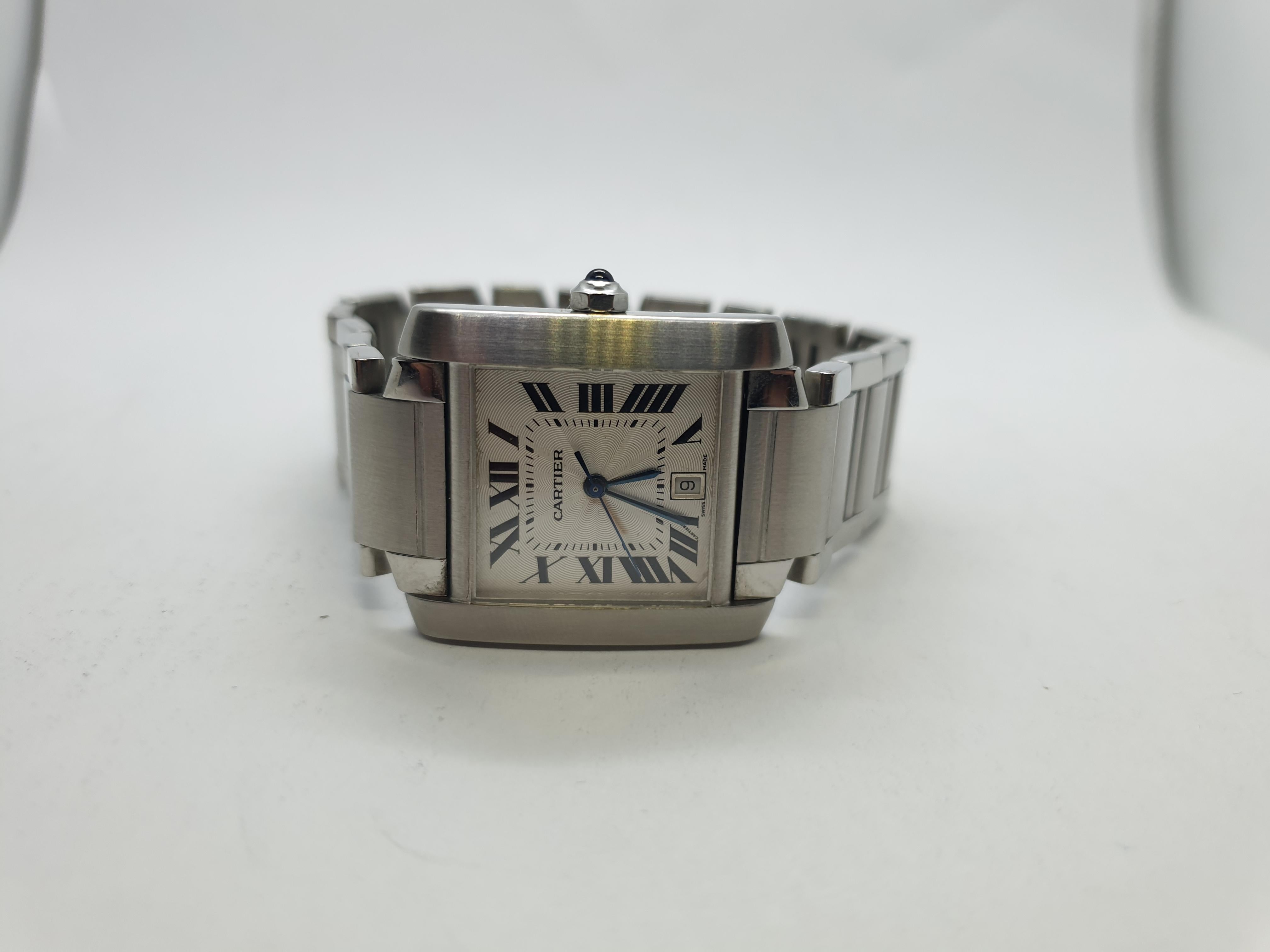 Women's or Men's Cartier Tank Francaise Automatic Steel Wristwatch For Sale