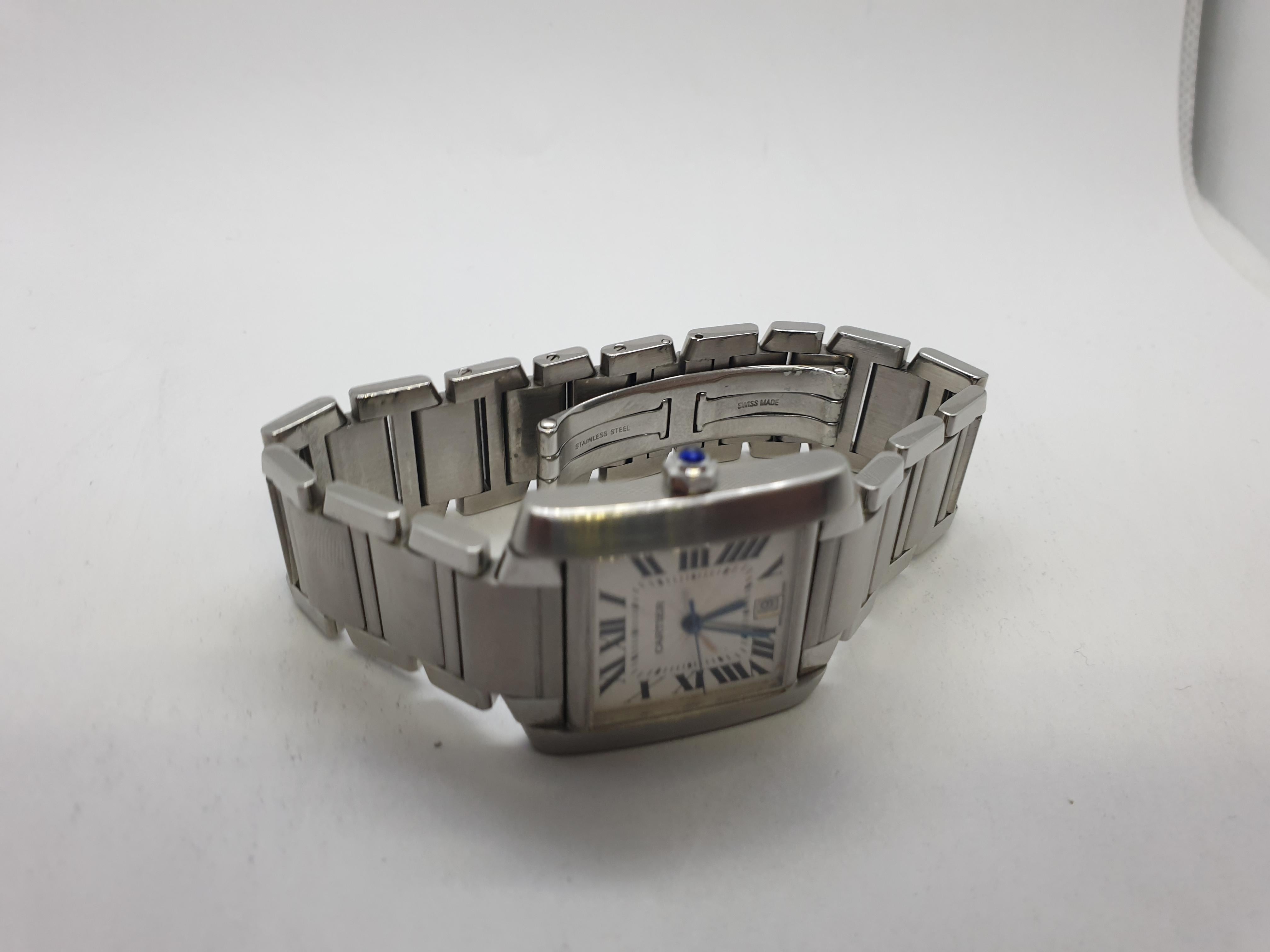 Cartier Tank Francaise Automatic Steel Wristwatch For Sale 1