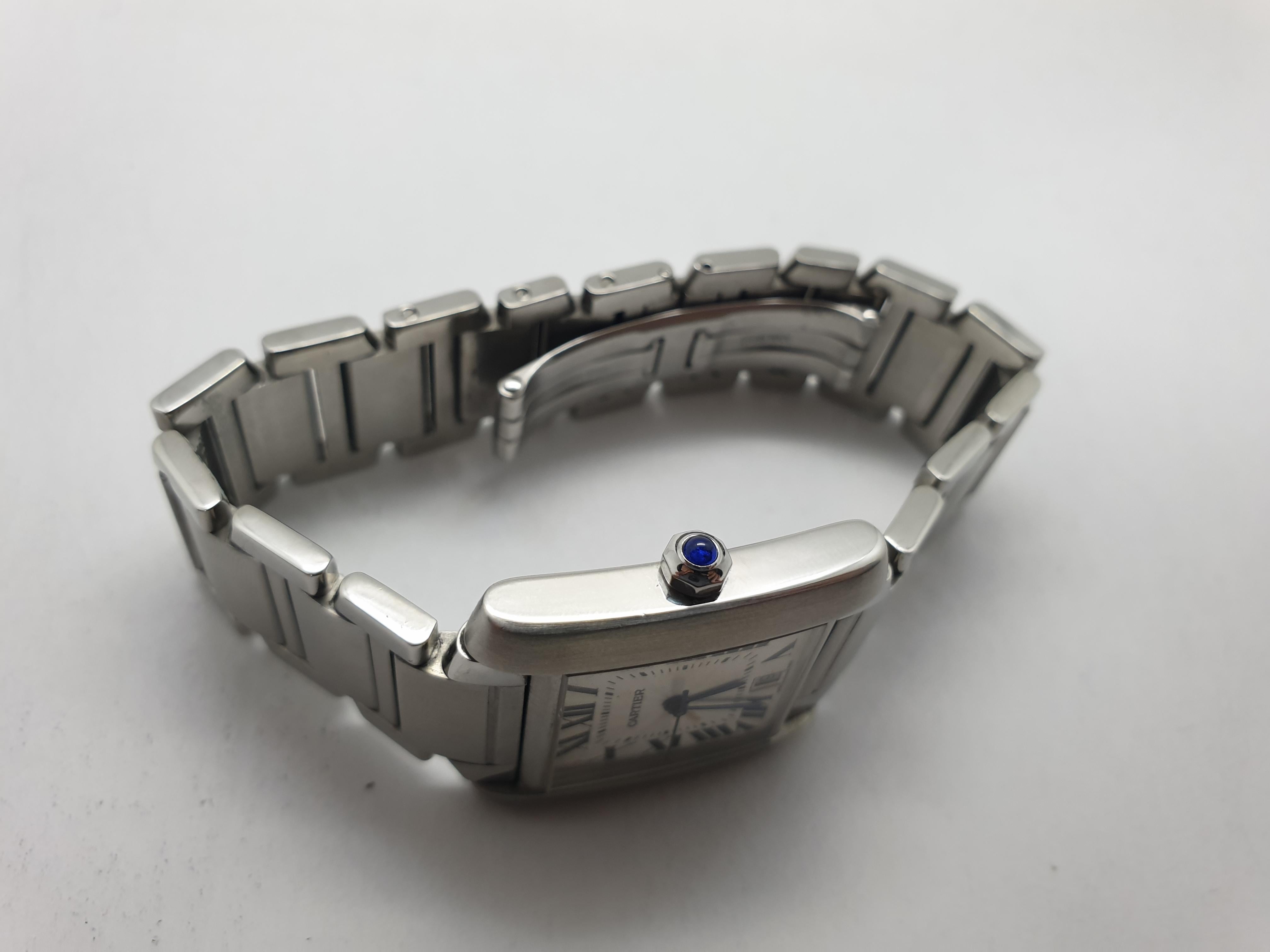 Cartier Tank Francaise Automatic Steel Wristwatch For Sale 2