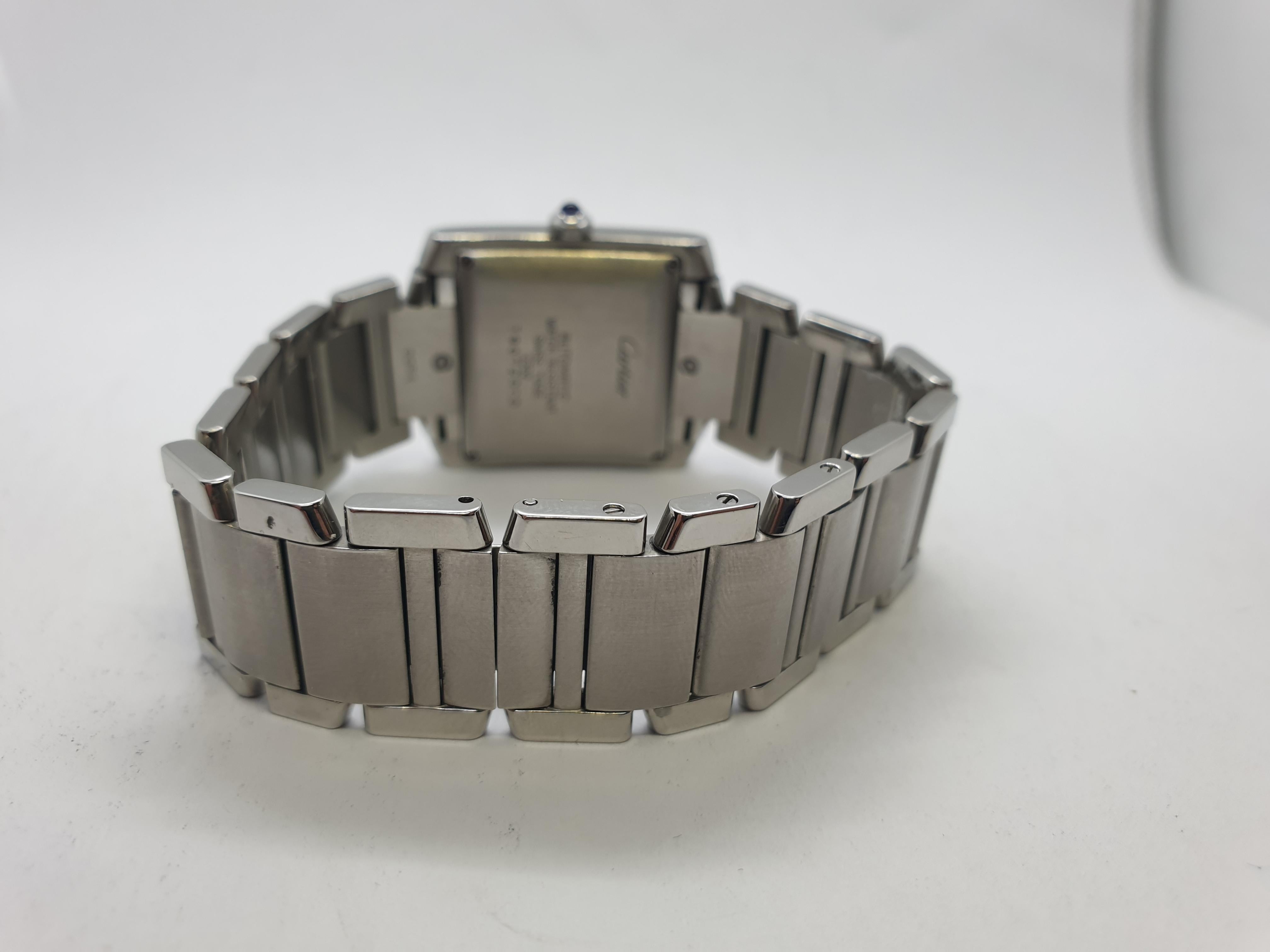 Cartier Tank Francaise Automatic Steel Wristwatch For Sale 3