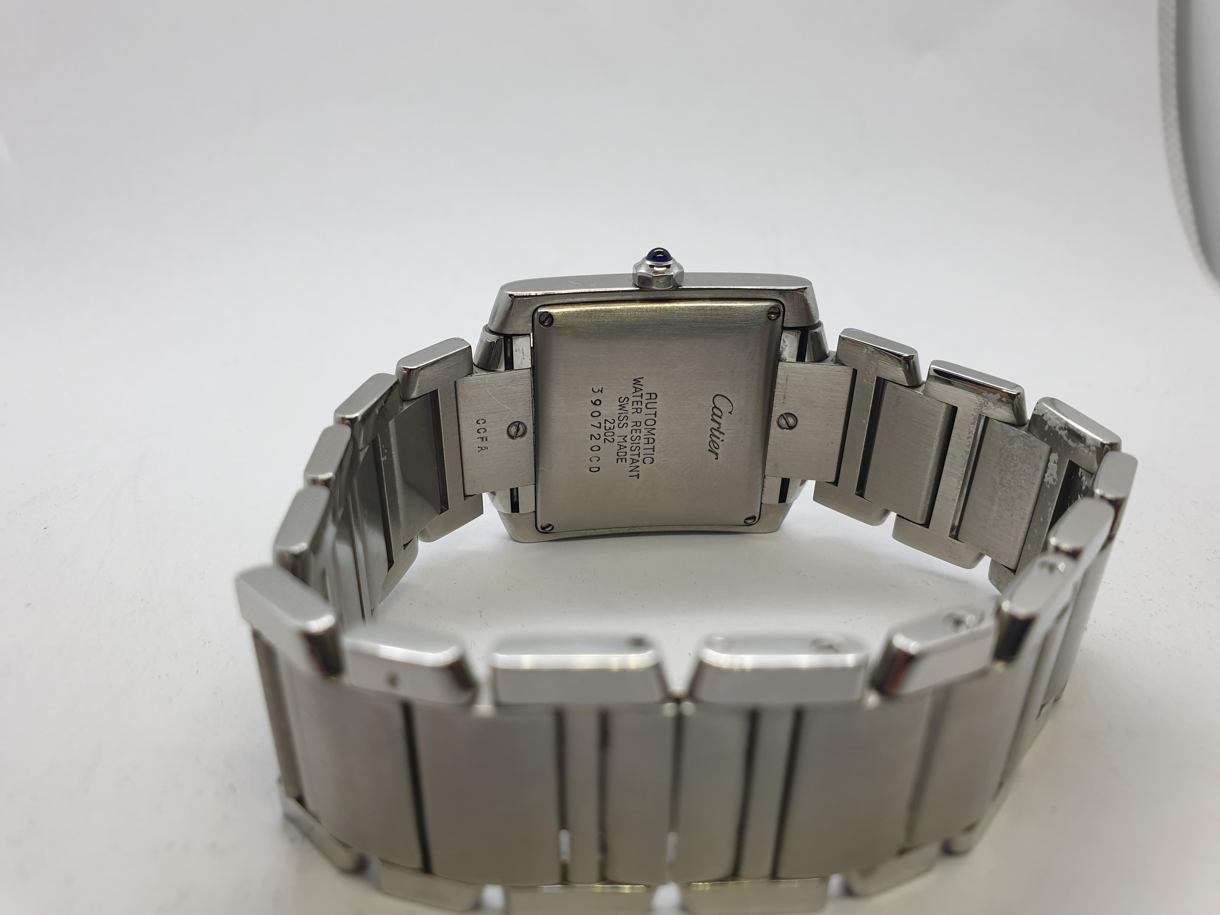 Cartier Tank Francaise Automatic Steel Wristwatch For Sale 4