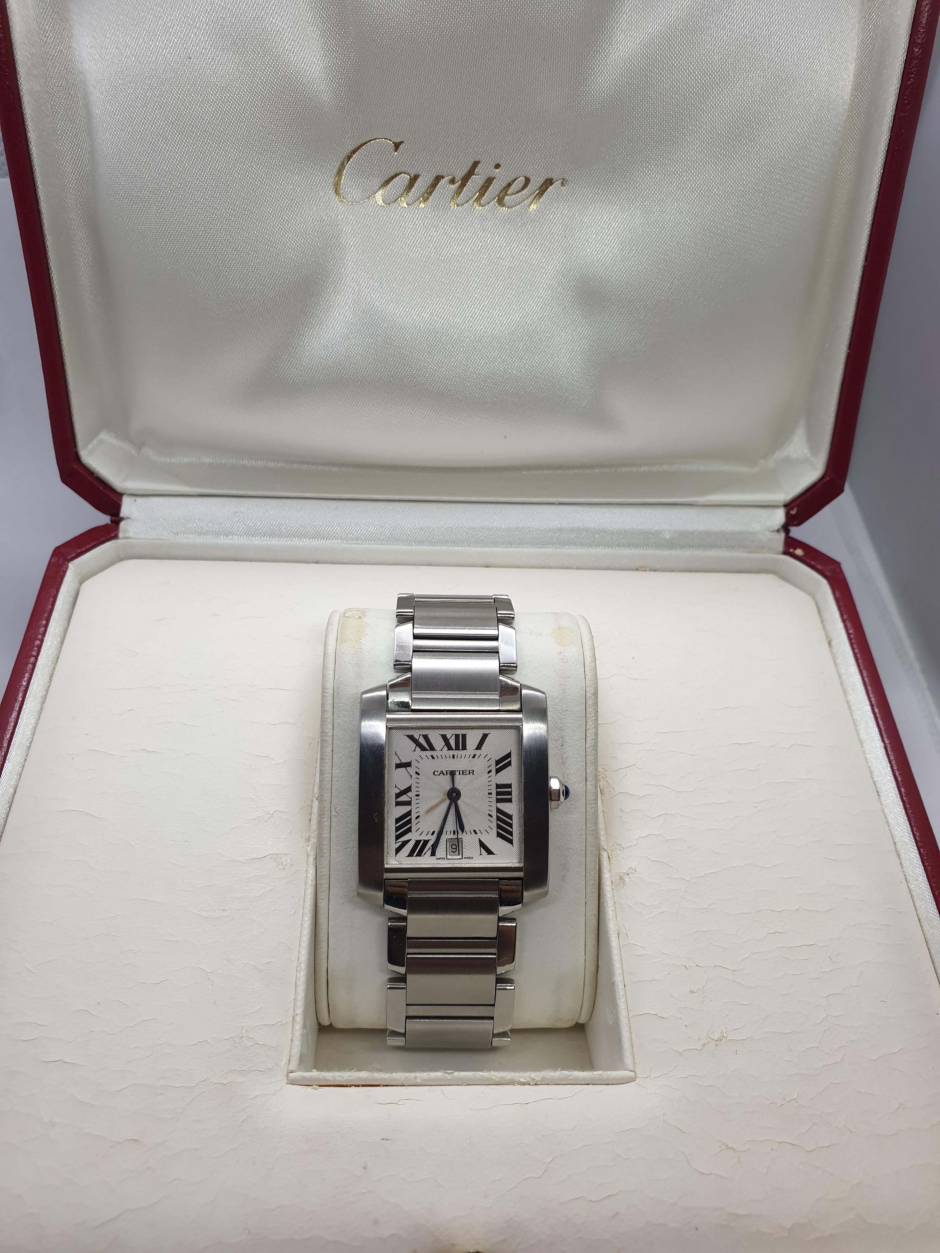 Cartier Tank Francaise Automatic Steel Wristwatch For Sale 5