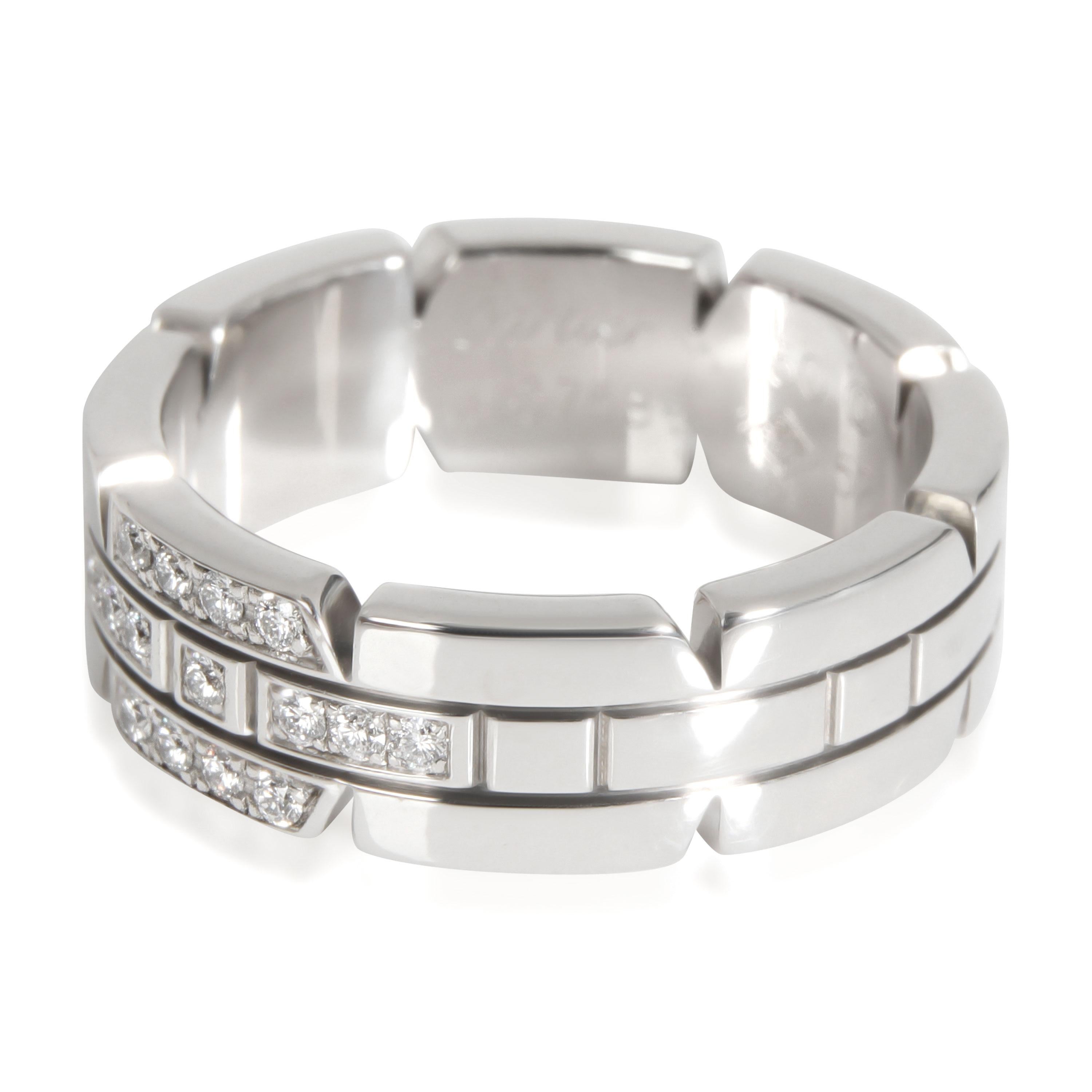 18 Karat Weißgold Cartier Tank Francaise-Ring mit Diamanten 0,10 Karat Damen