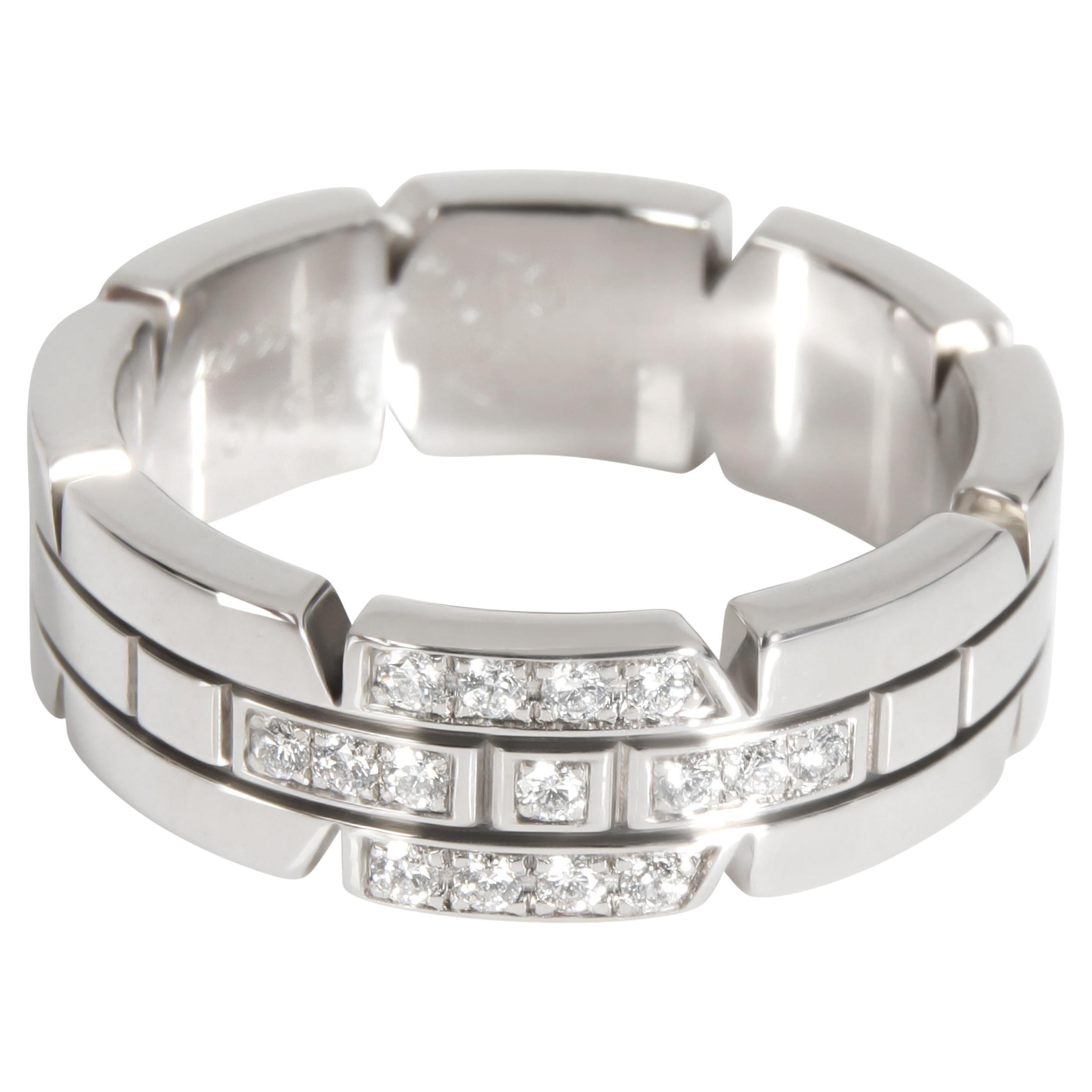 18 Karat Weißgold Cartier Tank Francaise-Ring mit Diamanten 0,10 Karat