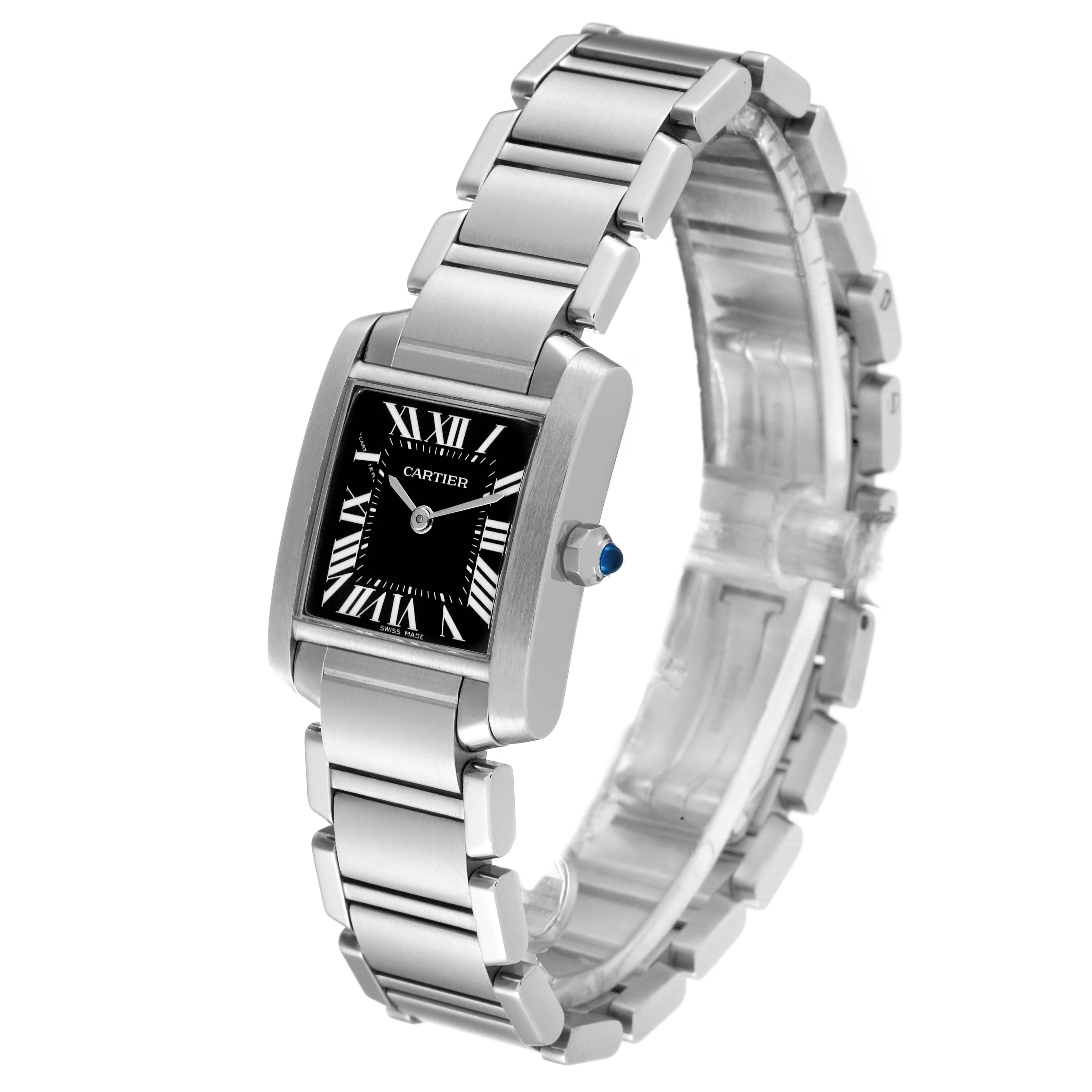 Women's Cartier Tank Francaise Black Dial Steel Ladies Watch W51026Q3 For Sale