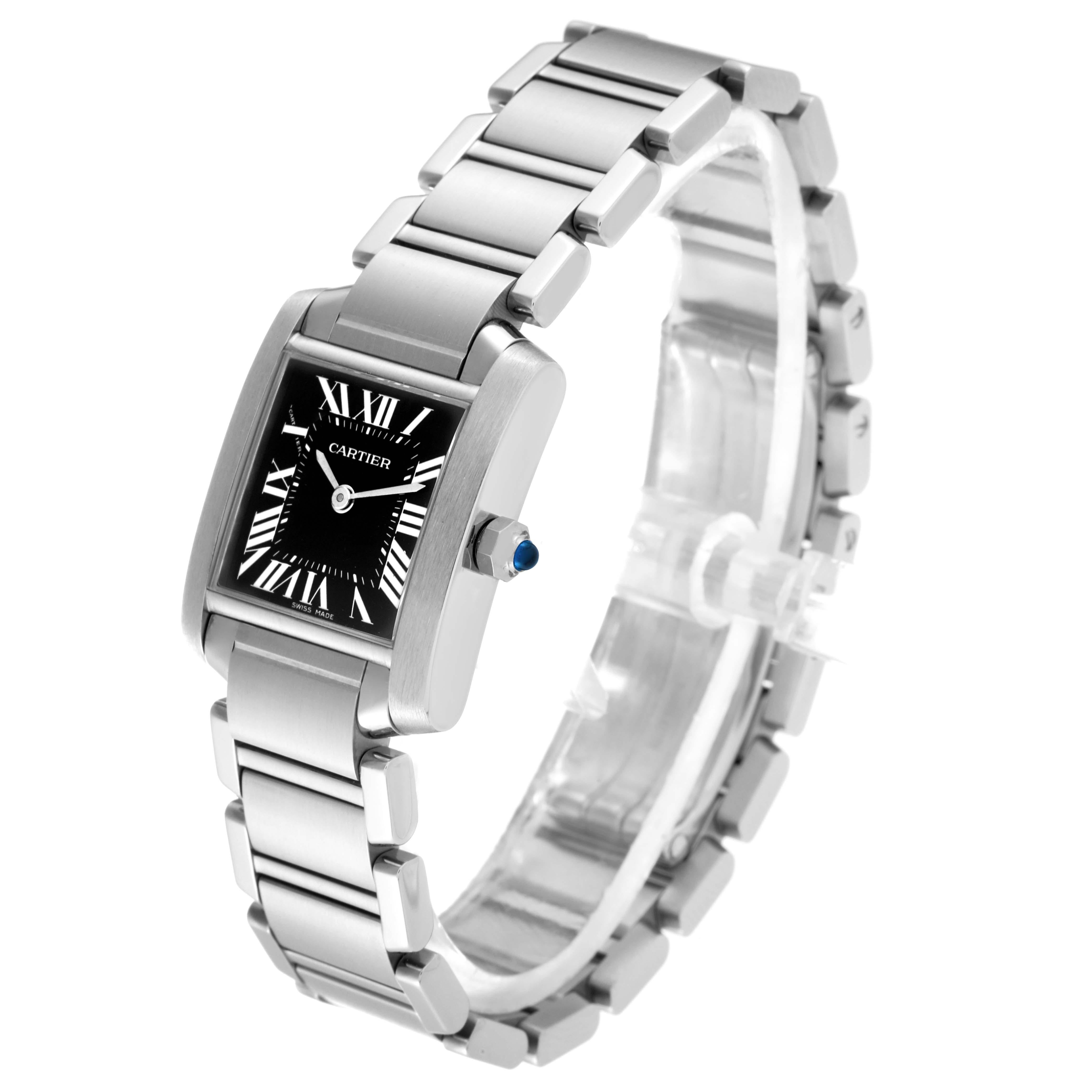 Cartier Tank Francaise Black Dial Steel Ladies Watch W51026Q3 For Sale 1