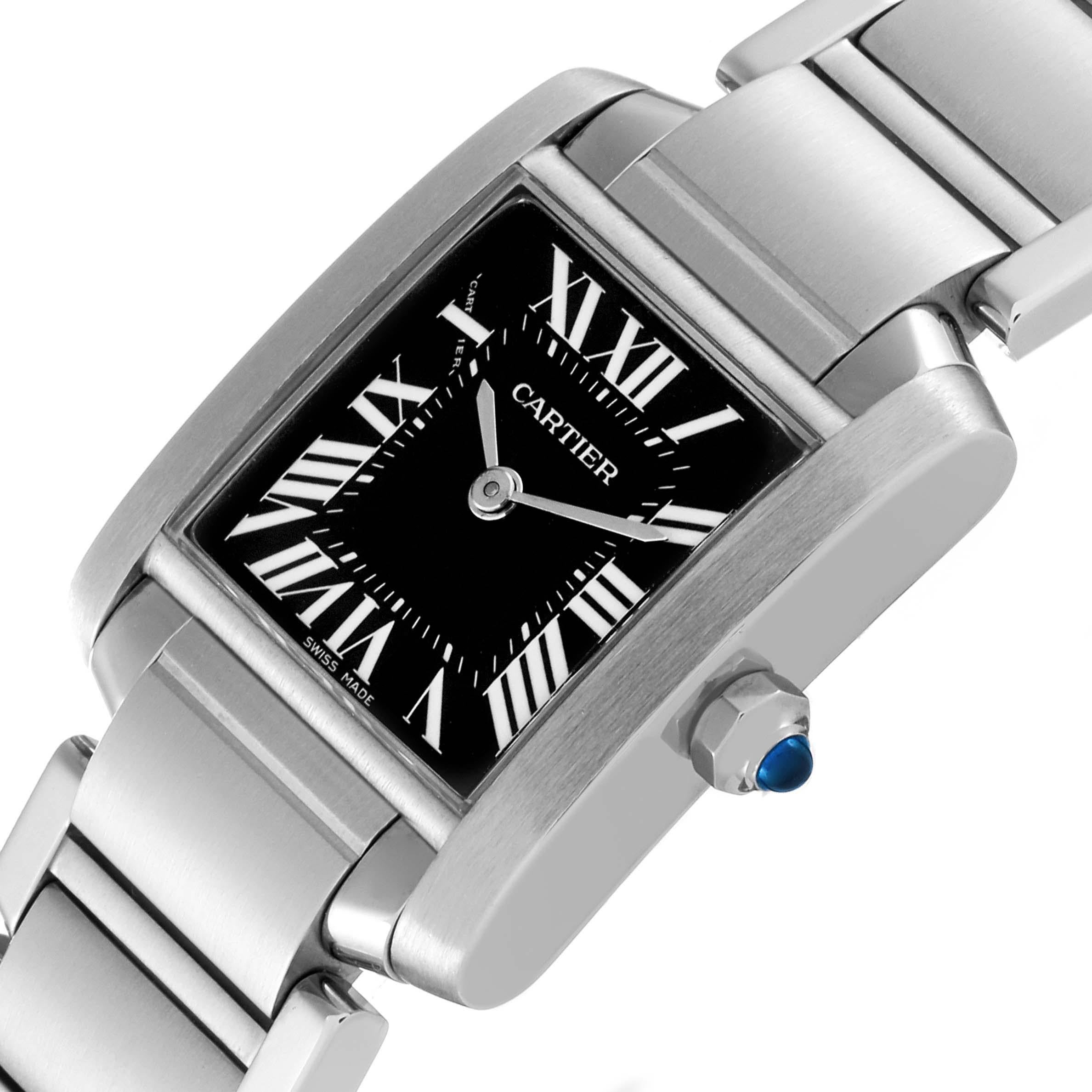 Cartier Tank Francaise Black Dial Steel Ladies Watch W51026Q3 For Sale 1