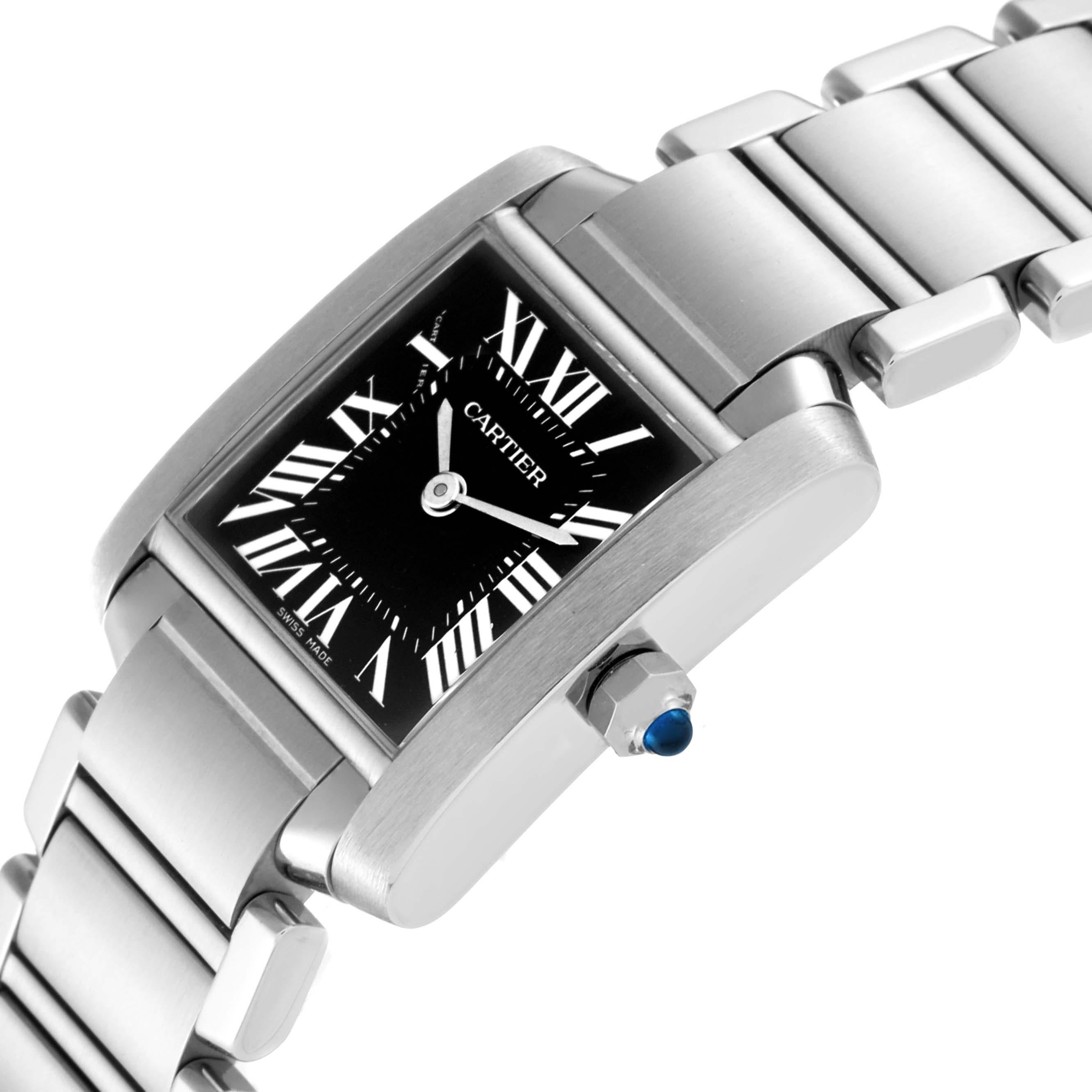 Cartier Tank Francaise Black Dial Steel Ladies Watch W51026Q3 For Sale 4