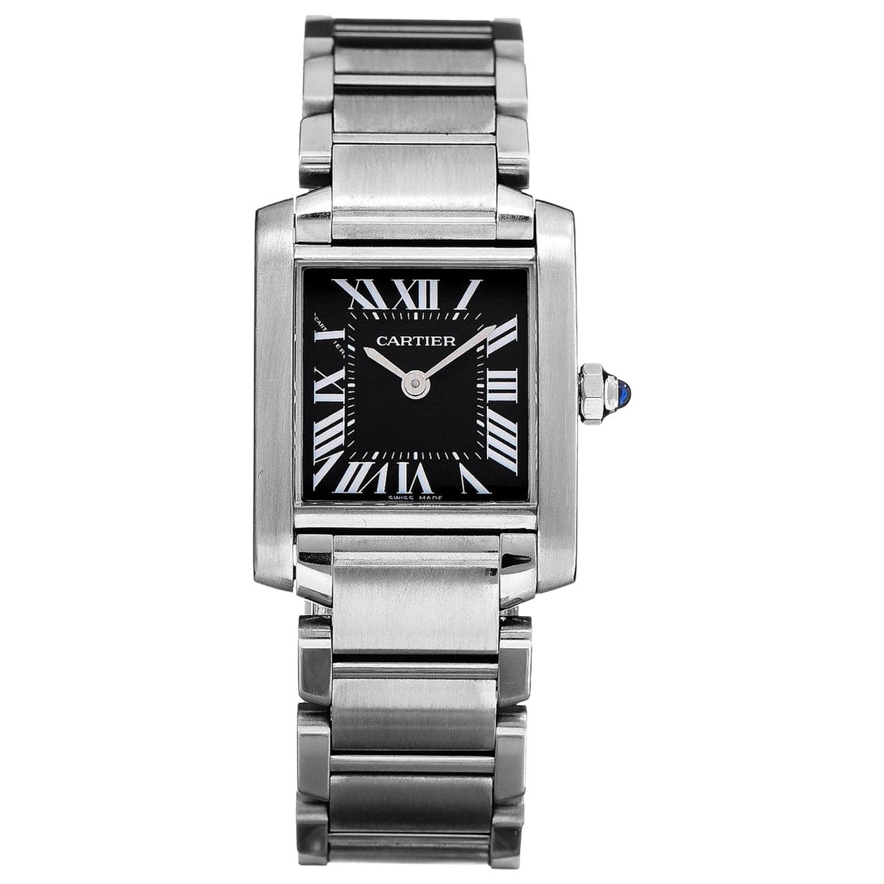 Cartier Tank Francaise Black Dial Watch 