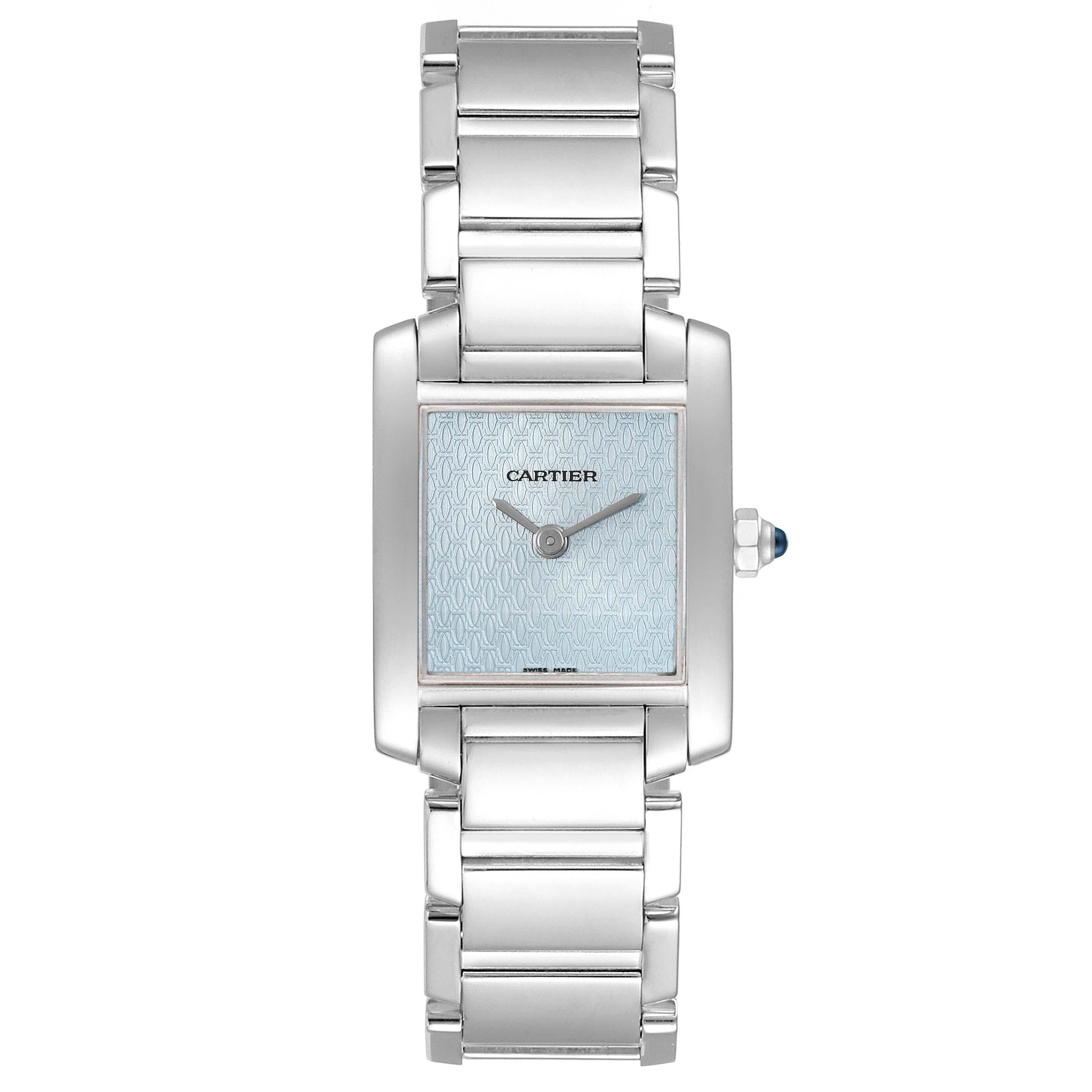 Women's Cartier Tank Francaise Blue Dial White Gold Quartz Ladies Watch W50012S3 For Sale