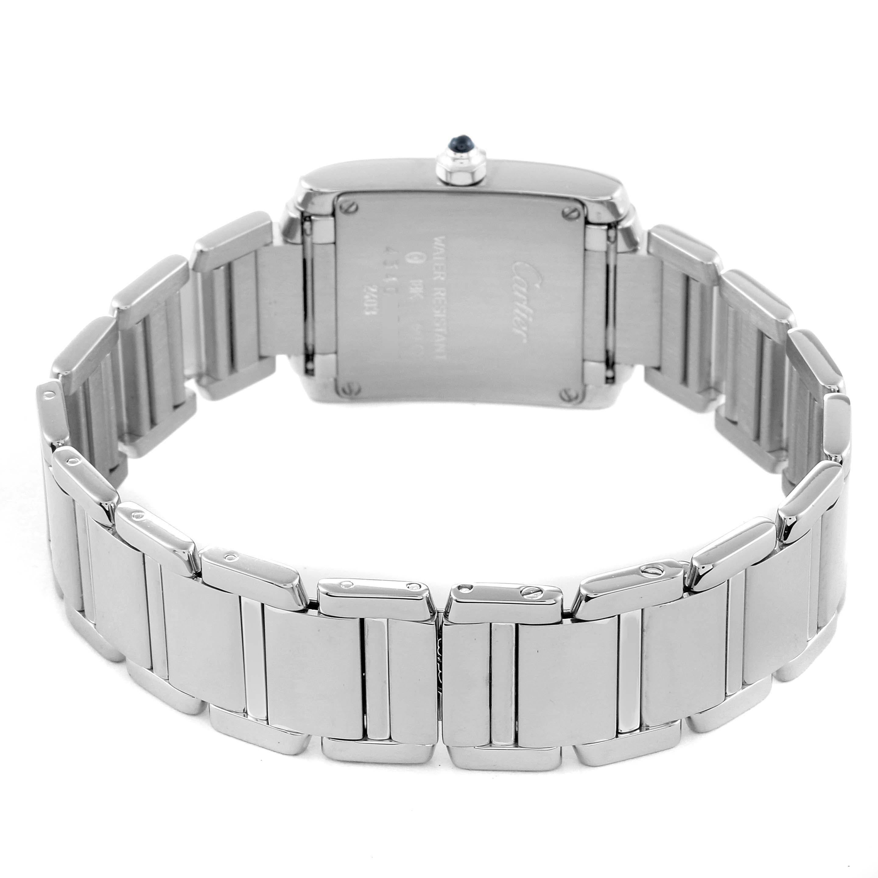 Cartier Tank Francaise Blue Dial White Gold Quartz Ladies Watch W50012S3 For Sale 5