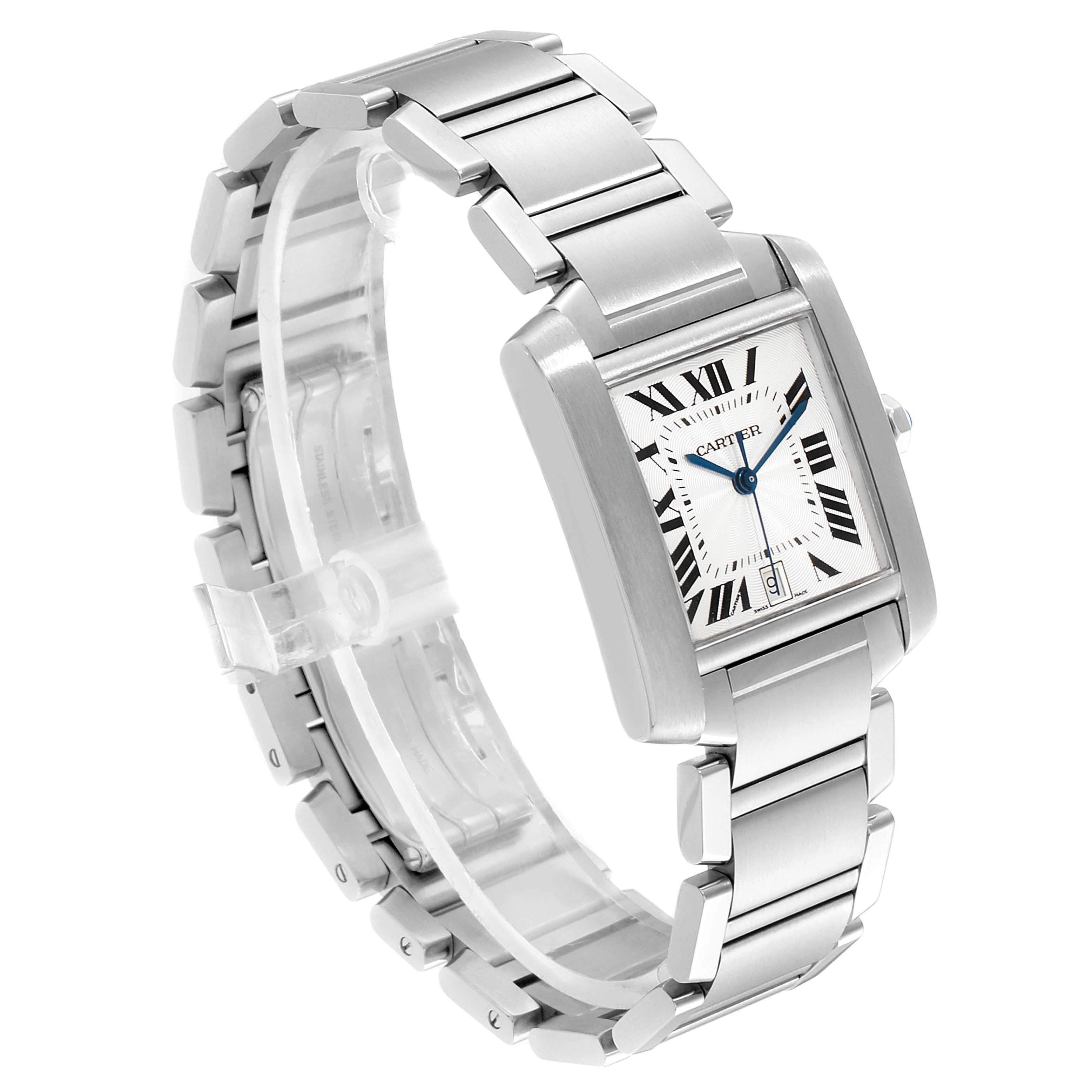 Women's or Men's Cartier Tank Francaise Blue Hands Steel Automatic Men's Watch W51002Q3