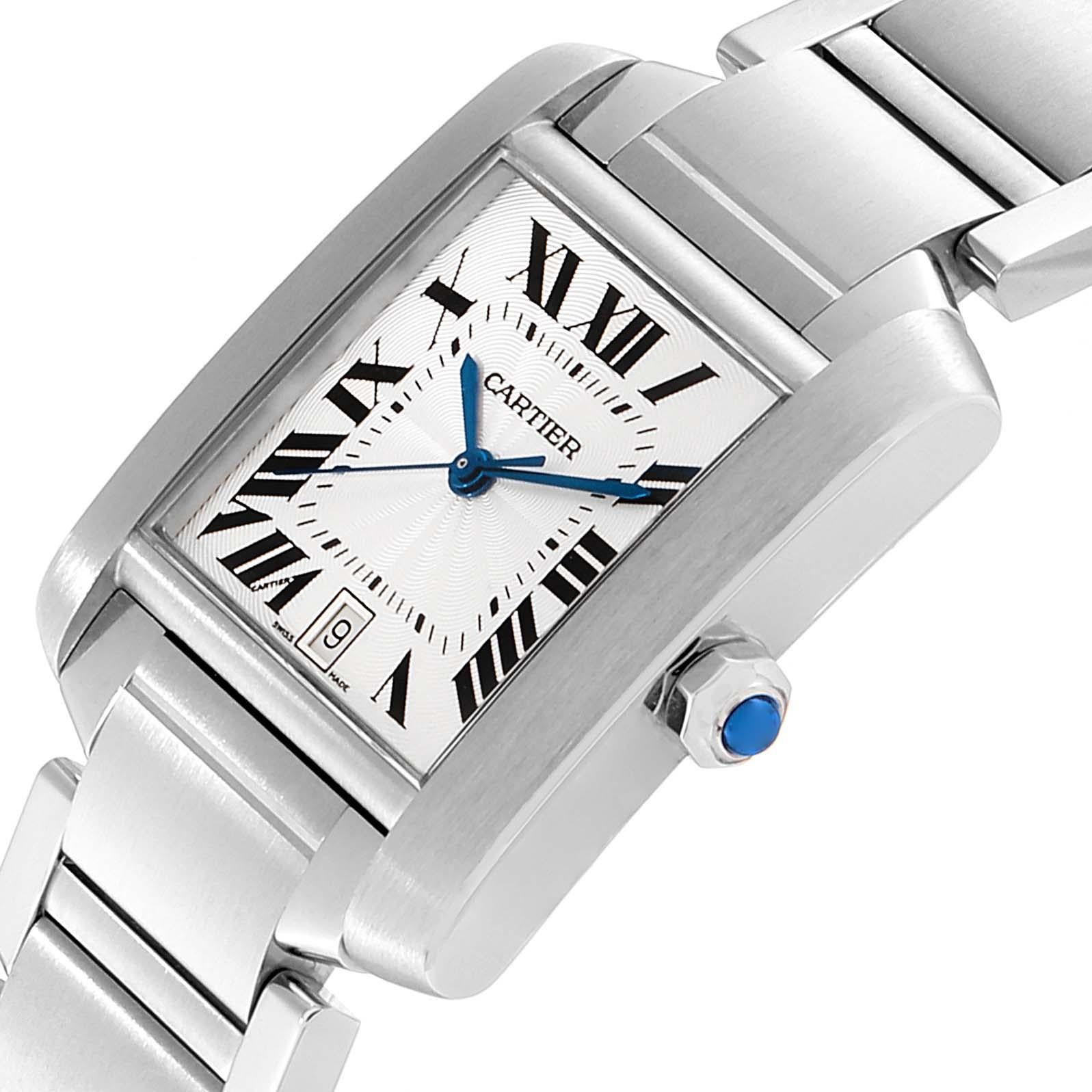 Cartier Tank Francaise Blue Hands Steel Automatic Men's Watch W51002Q3 1