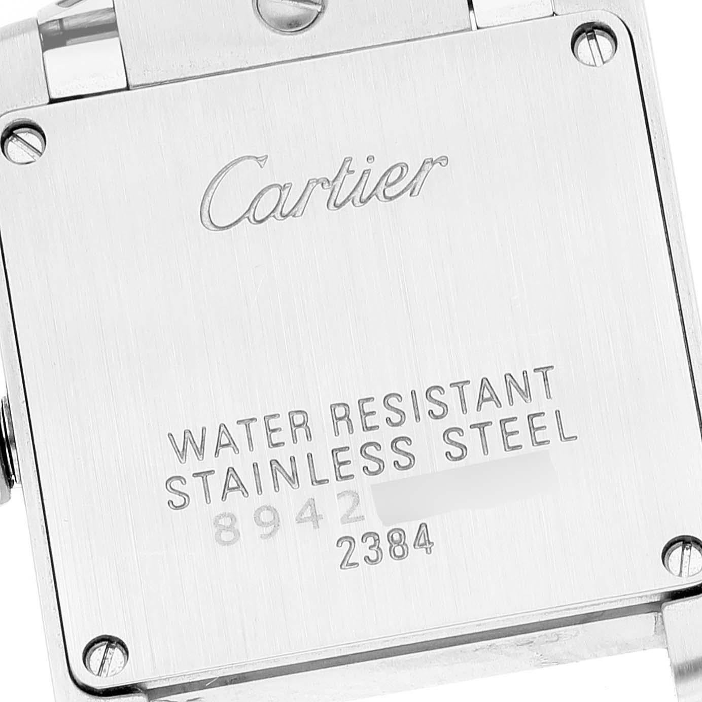 Cartier: Stahl-Damenuhr W51034Q3, Tank Francaise, blau, Perlmutt-Zifferblatt 3