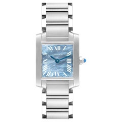 Cartier Tank Francaise Blue Mother of Pearl Dial Steel Ladies Watch W51034Q3