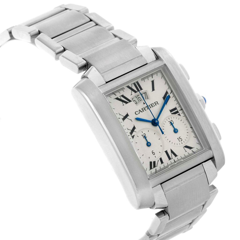 Cartier Tank Francaise Chrongraph Steel Men's Watch W51024Q3 In Excellent Condition For Sale In Atlanta, GA