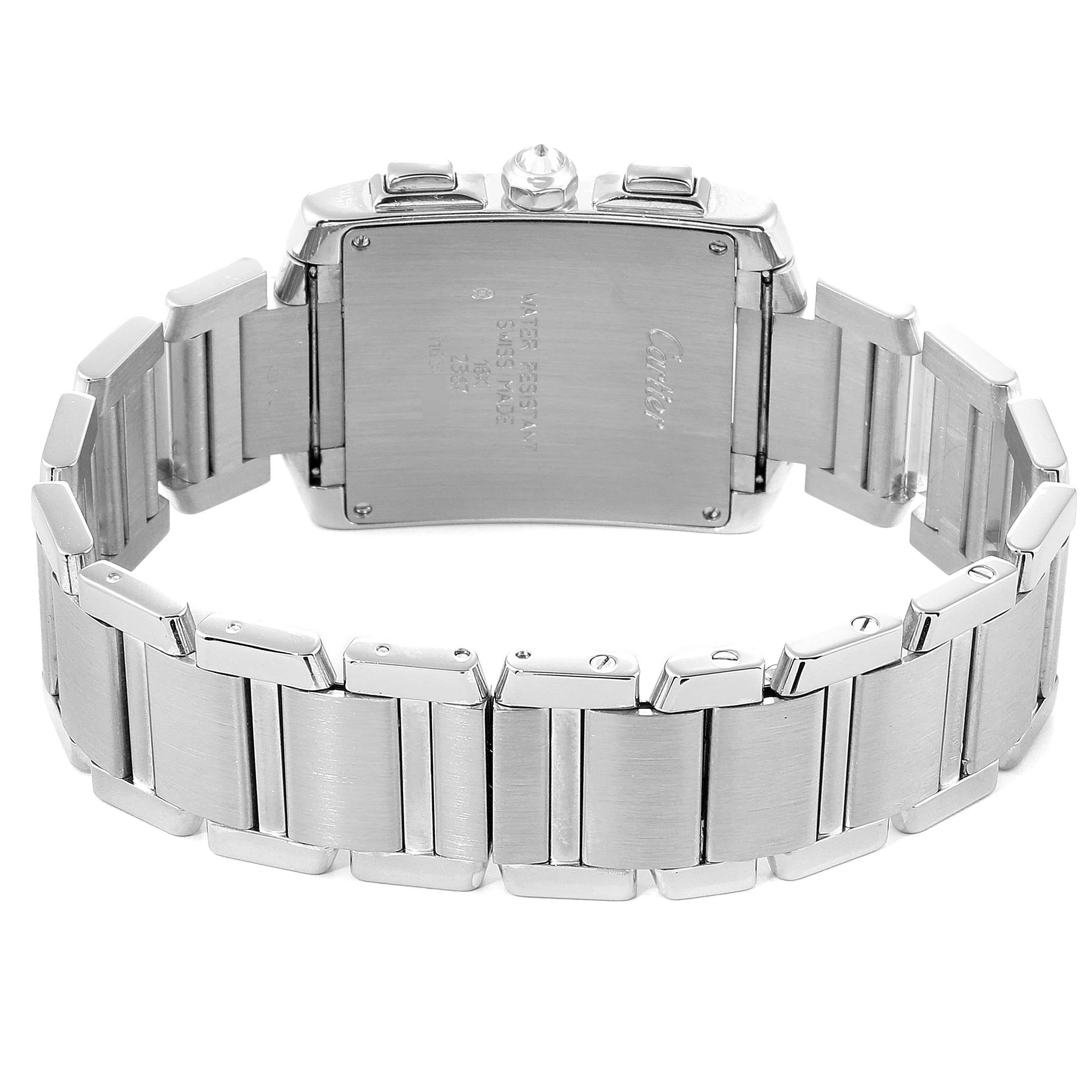 Cartier Tank Francaise Chrongraph White Gold Diamond Men's Watch 2367 For Sale 2