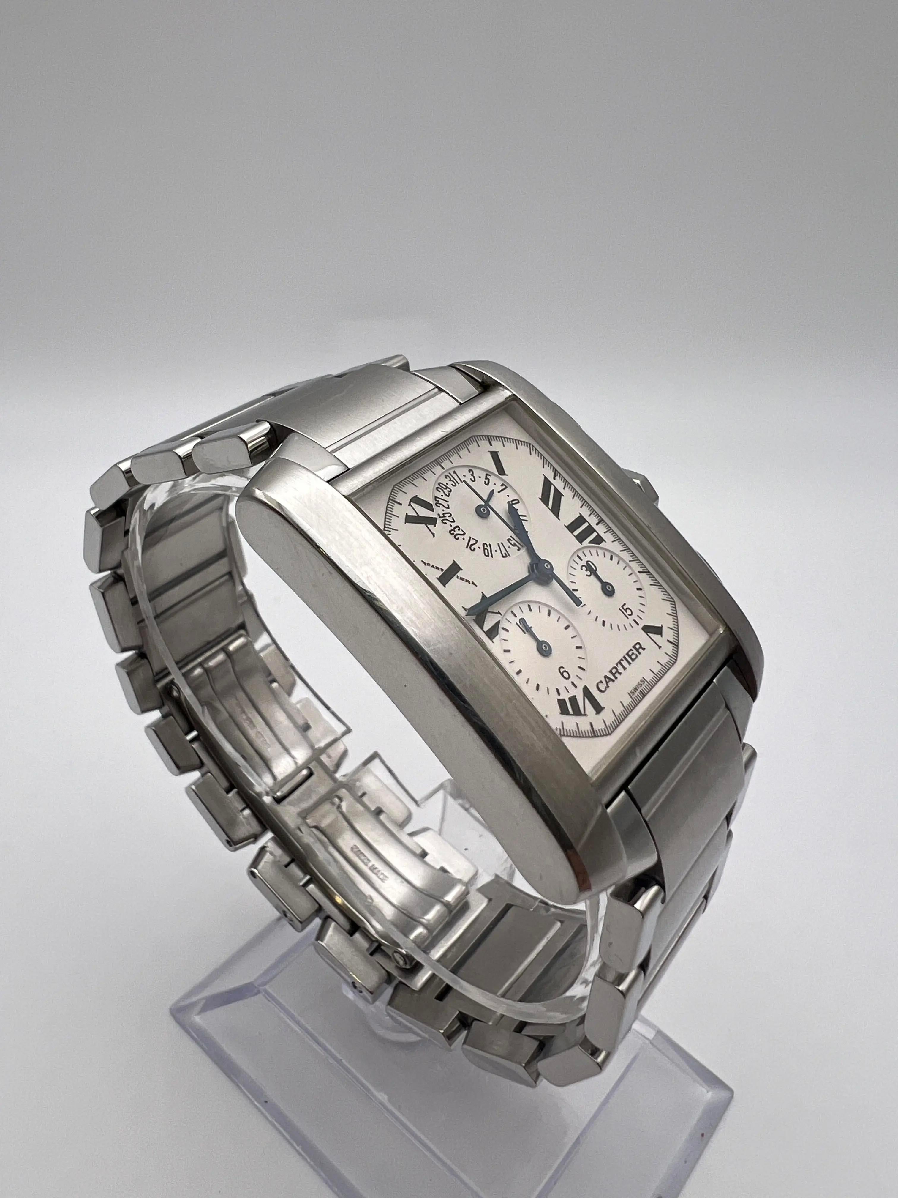 Cartier Tank Francaise Chrono Reflex 28mm x 37mm W51001Q3 Cuarzo Esfera Marfil en venta 1
