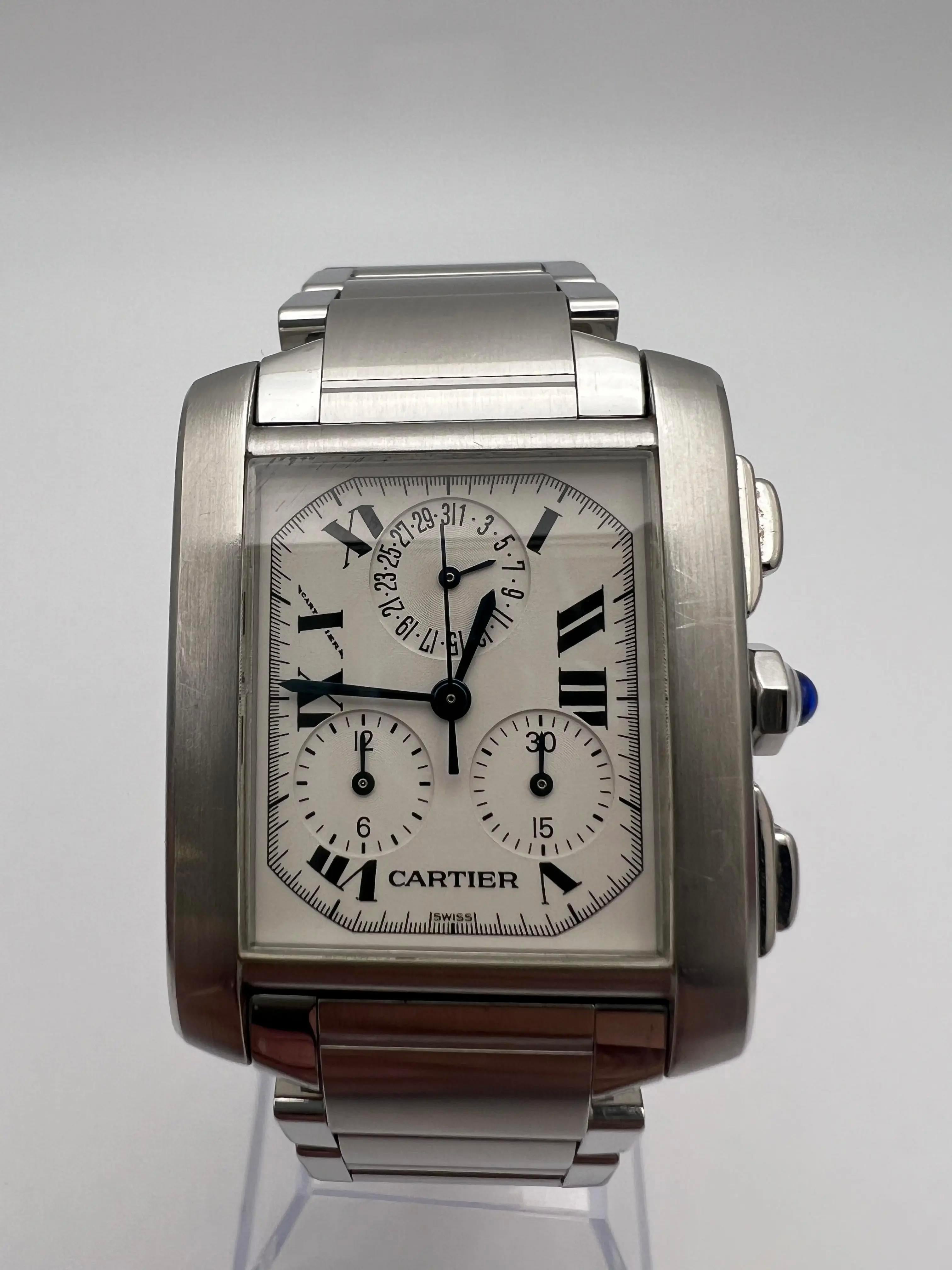 Cartier Tank Francaise Chrono Reflex 28mm x 37mm W51001Q3 Cuarzo Esfera Marfil en venta 2