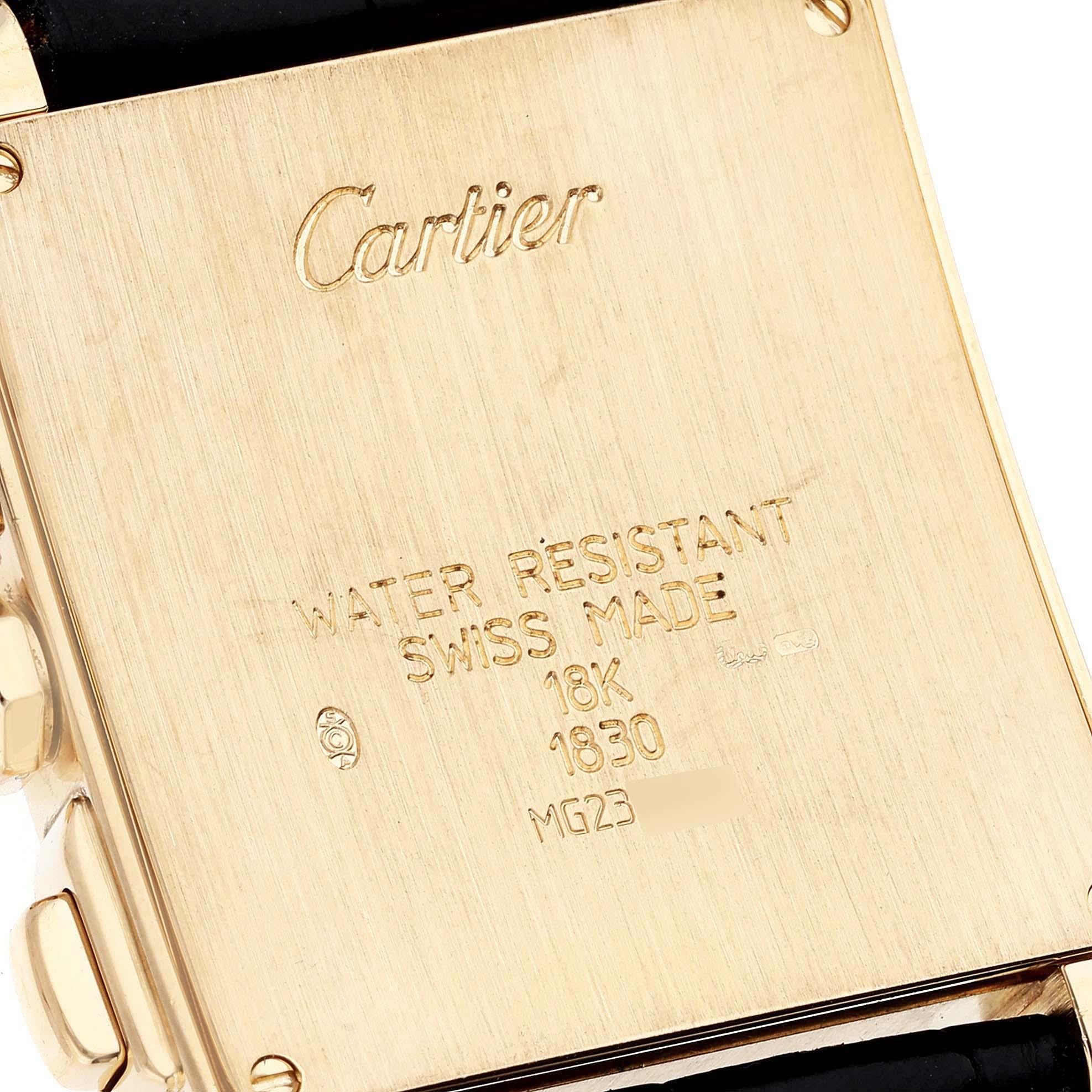 Cartier Tank Francaise Chronoflex 18K Yellow Gold Mens Watch W5000556 In Excellent Condition In Atlanta, GA