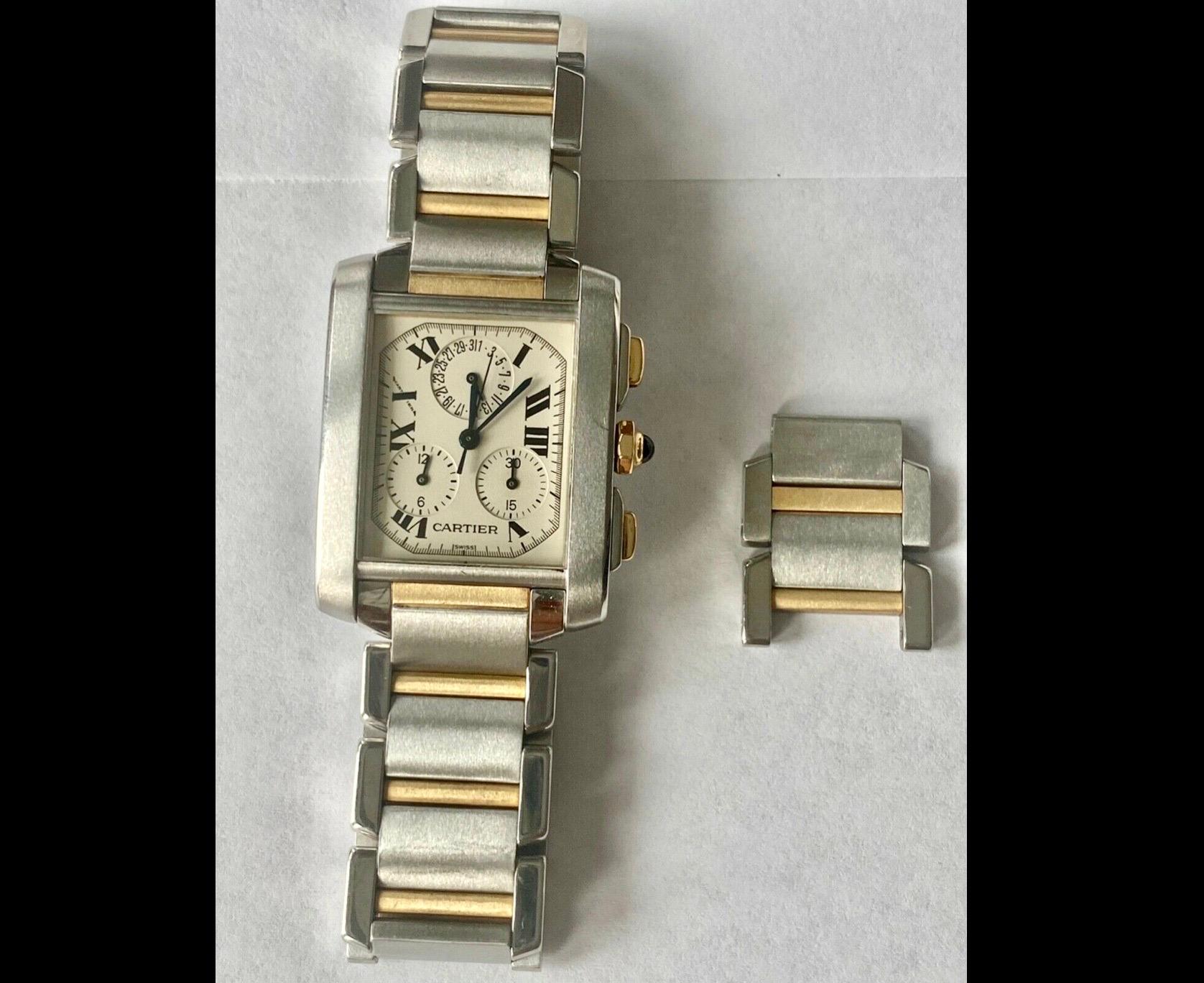 Modern Cartier Tank Francaise Chronoflex 18k Gold/Steel Mens/Unisex Quartz Watch 2303