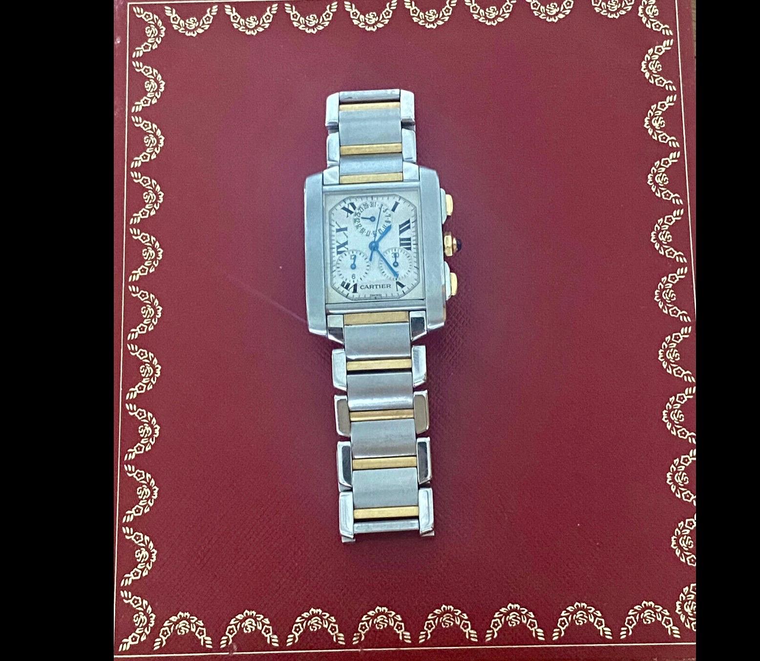 Cartier Tank Francaise Chronoflex 18k Gold/Steel Mens/Unisex Quartz Watch 2303 3