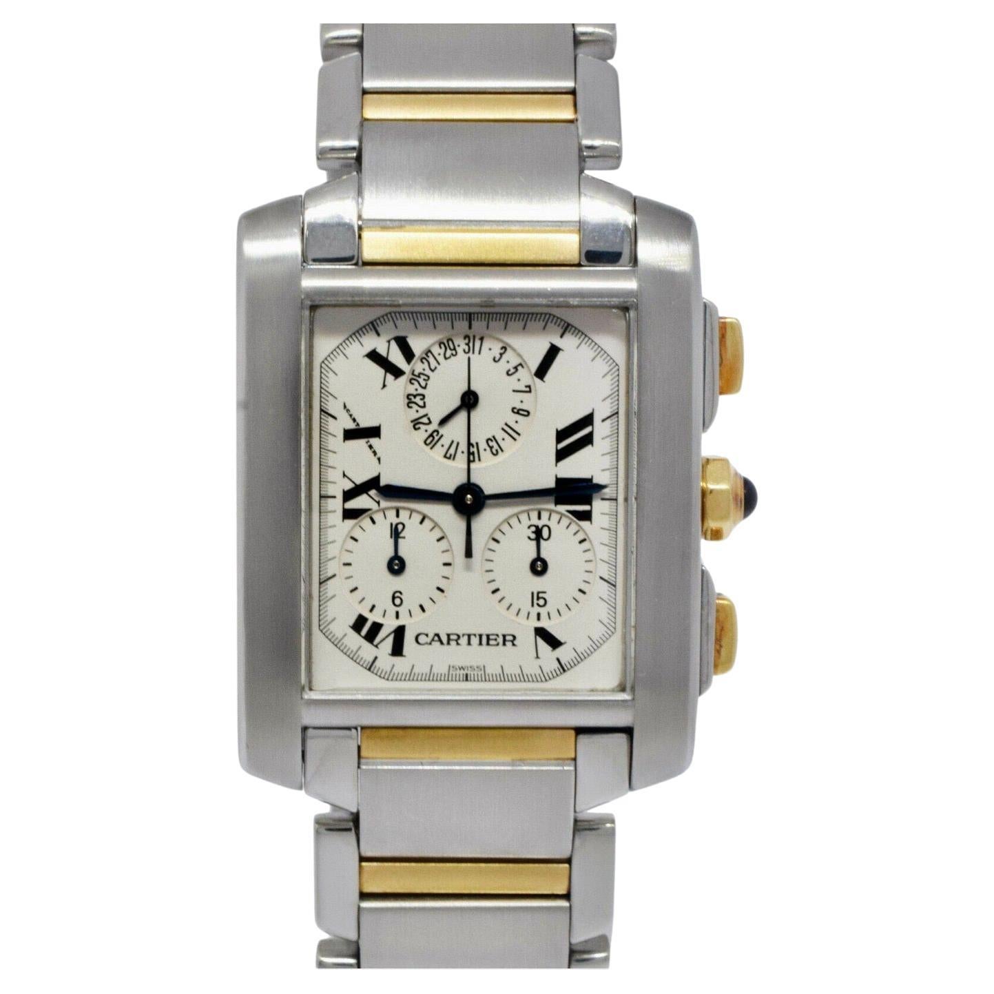 Cartier Tank Francaise Chronoflex 18k Gold/Steel Mens/Unisex Quartz Watch 2303