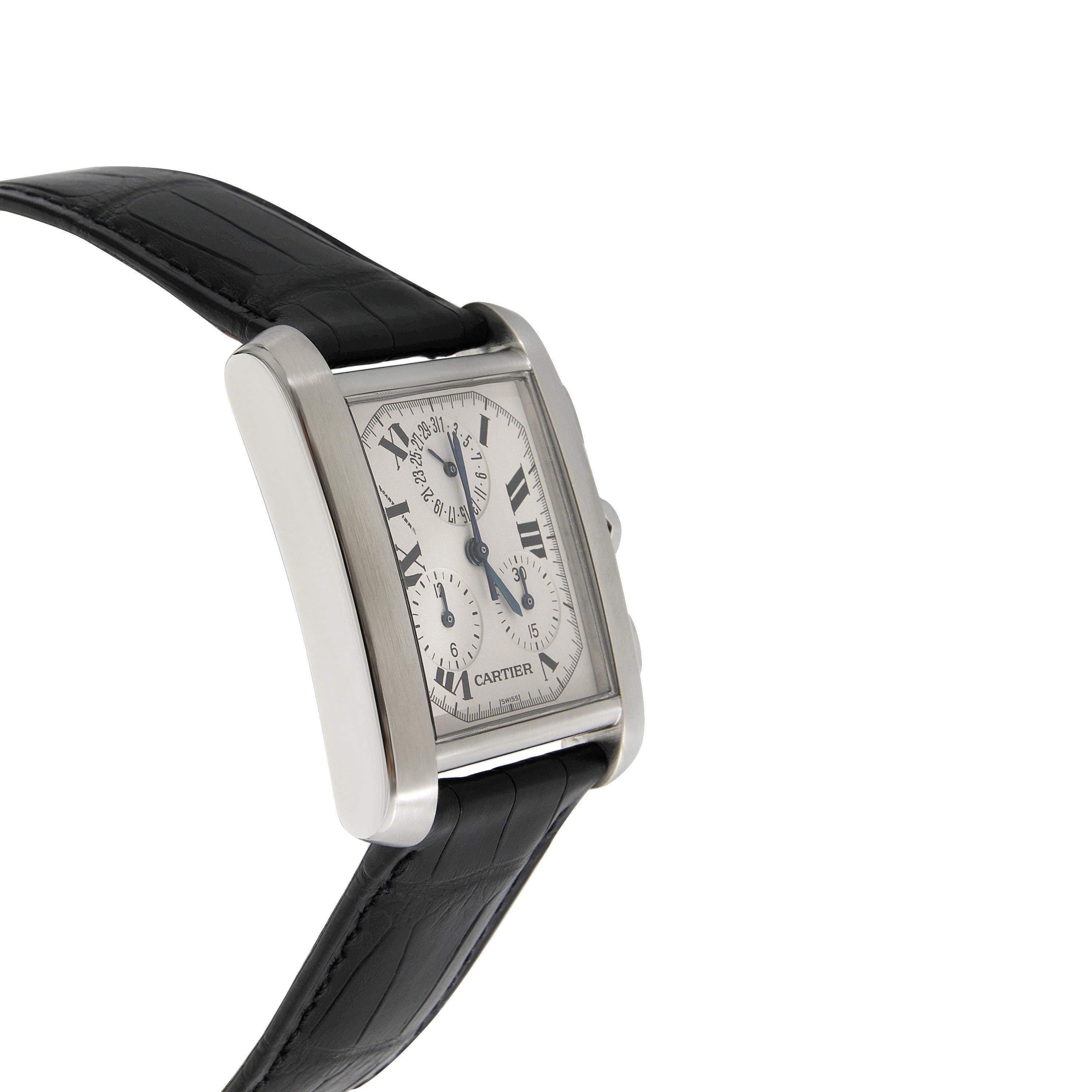 Cartier: Unisex-Uhr Tank Francaise Chronoflex 2303  Rostfreier Stahl im Zustand „Hervorragend“ in New York, NY