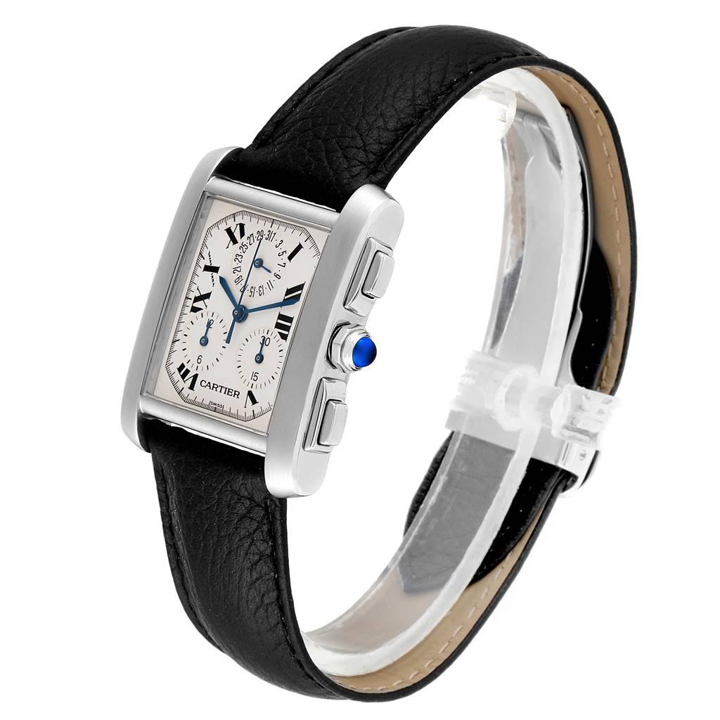 Cartier Tank Francaise Chronoflex Black Strap Steel Men's Watch W51001Q3 For Sale 1