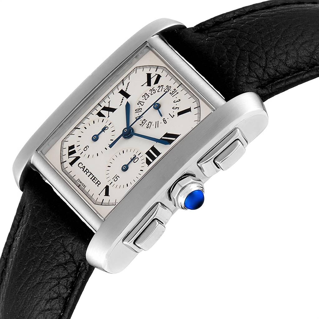 Cartier Tank Francaise Chronoflex Black Strap Steel Men's Watch W51001Q3 For Sale 2