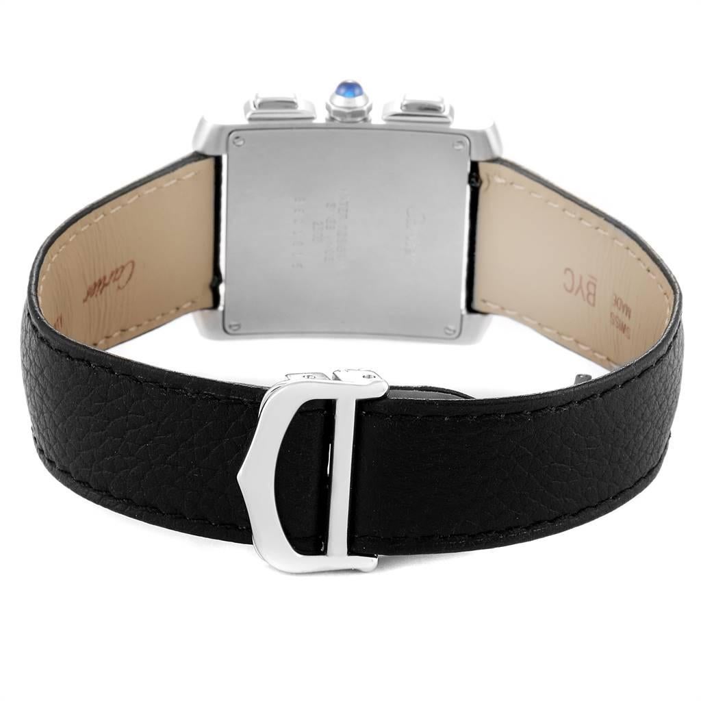 Cartier Tank Francaise Chronoflex Black Strap Steel Men's Watch W51001Q3 For Sale 4